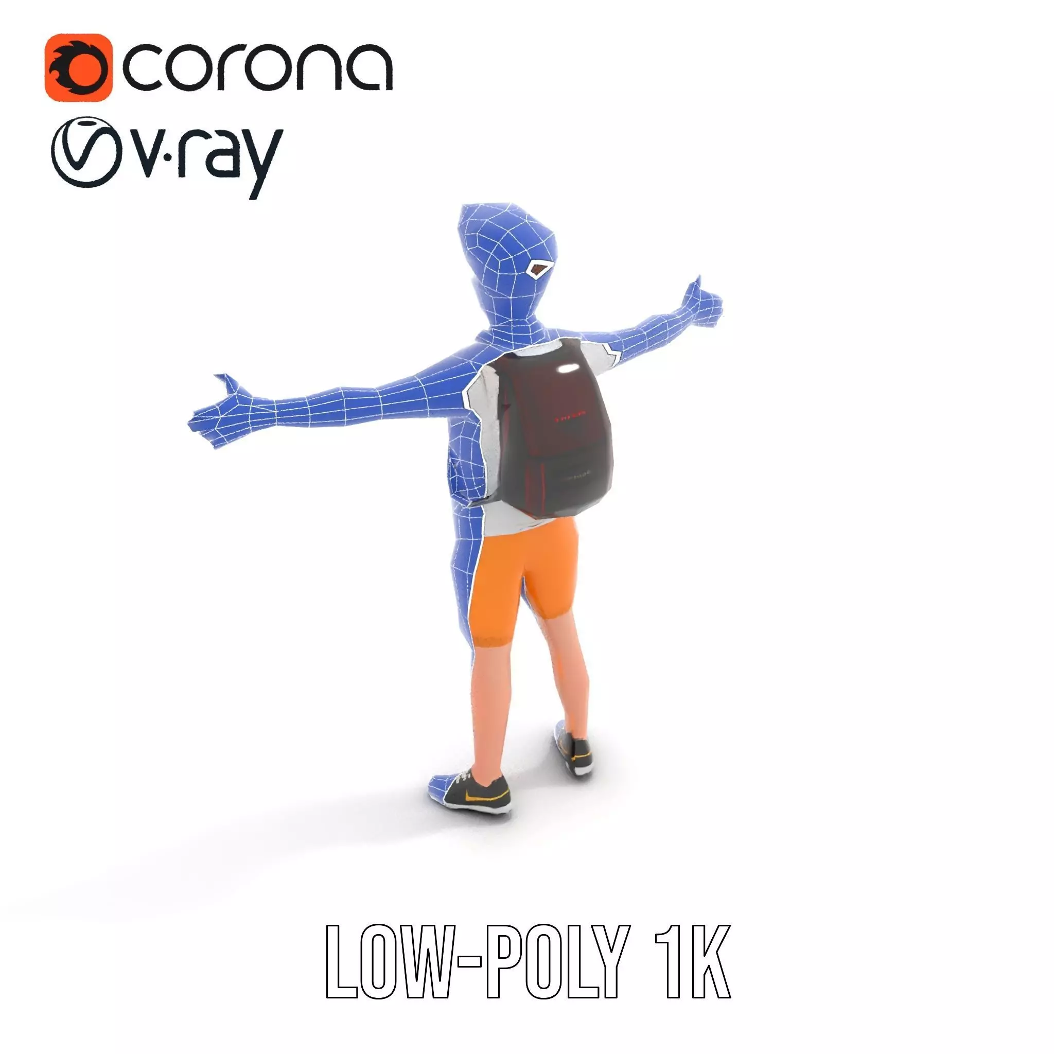 Youthful Backpacker model pack Low-poly 3D model_17