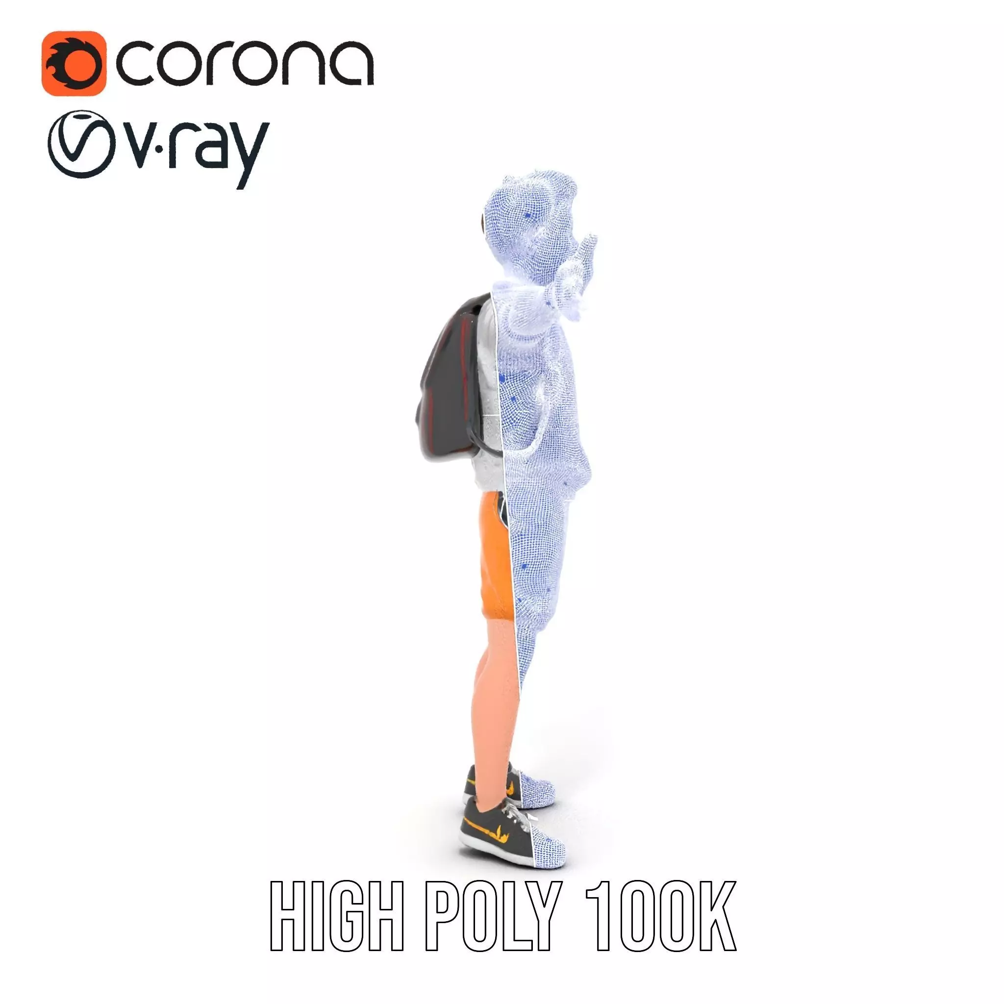 Youthful Backpacker model pack Low-poly 3D model_33