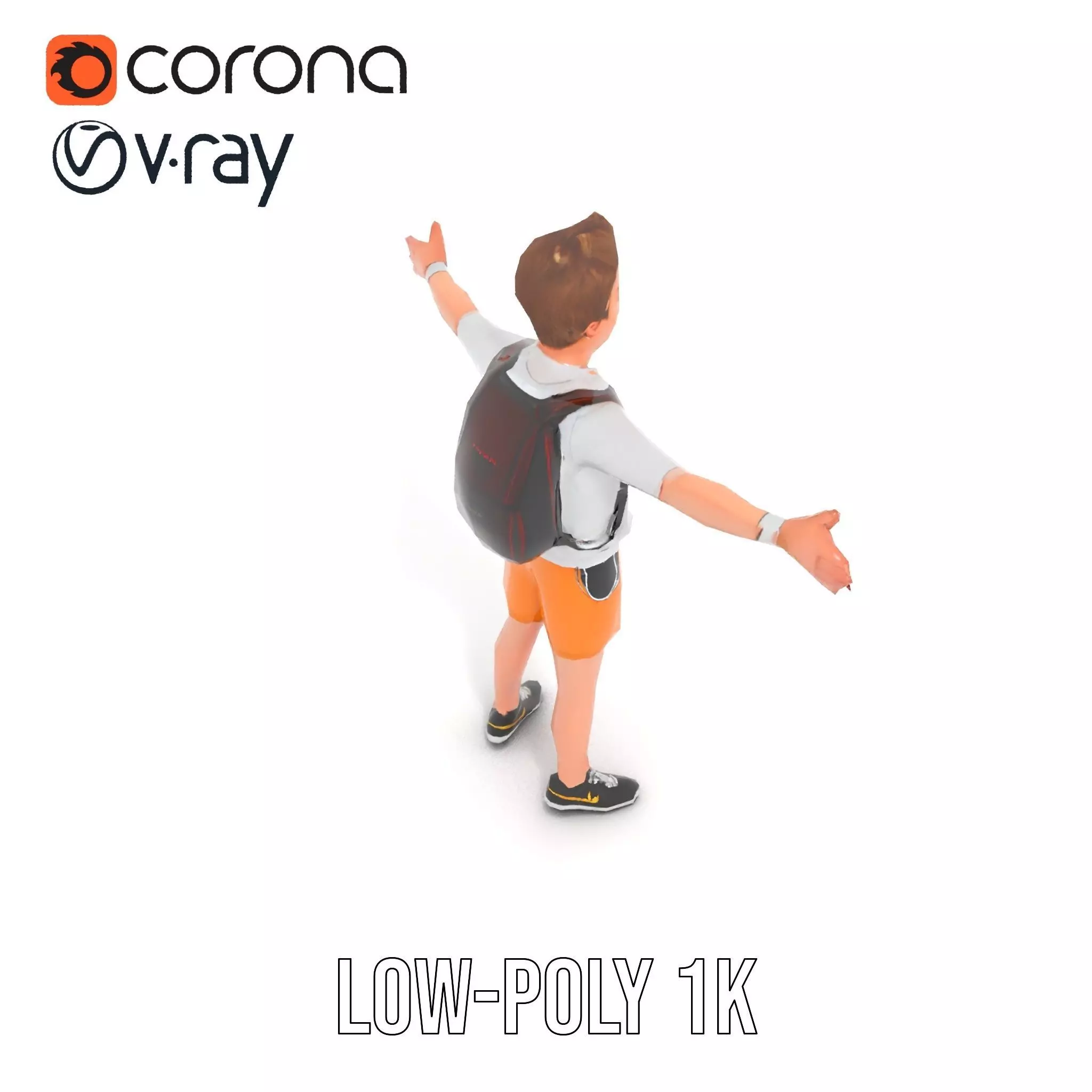 Youthful Backpacker model pack Low-poly 3D model_13