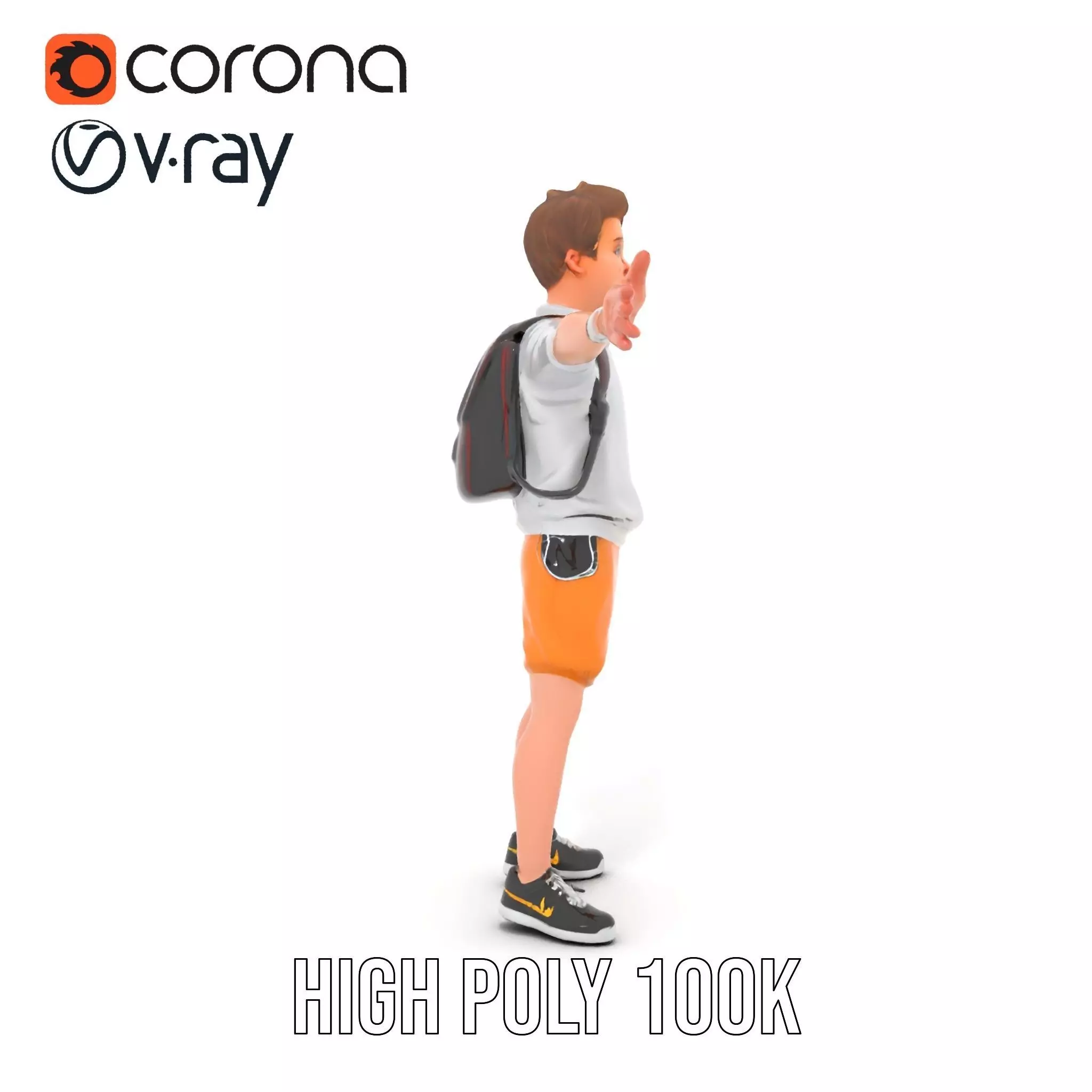 Youthful Backpacker model pack Low-poly 3D model_18