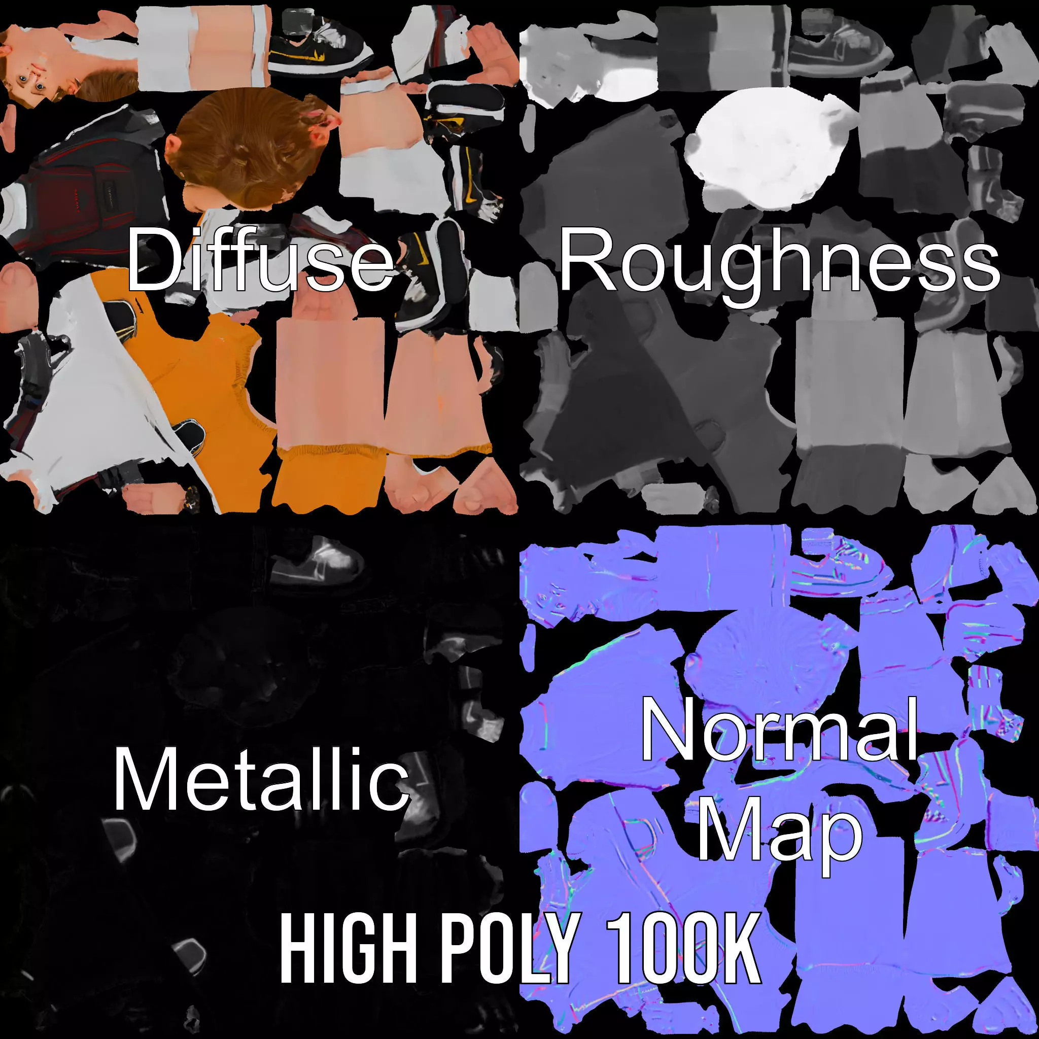 Youthful Backpacker model pack Low-poly 3D model_4