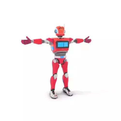 Red Humanoid Robot model pack Low-poly 3D model