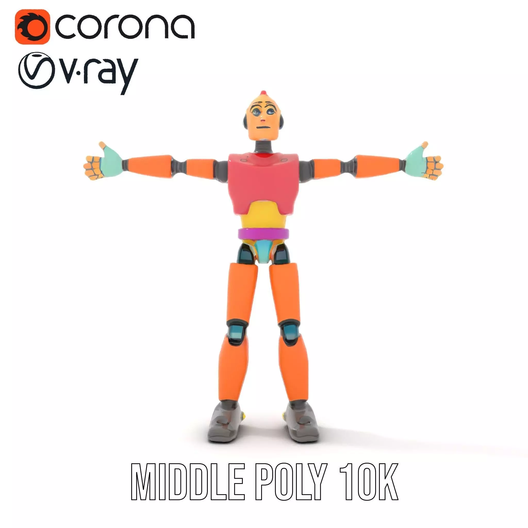 Colorful Robot model pack Low-poly 3D model_6