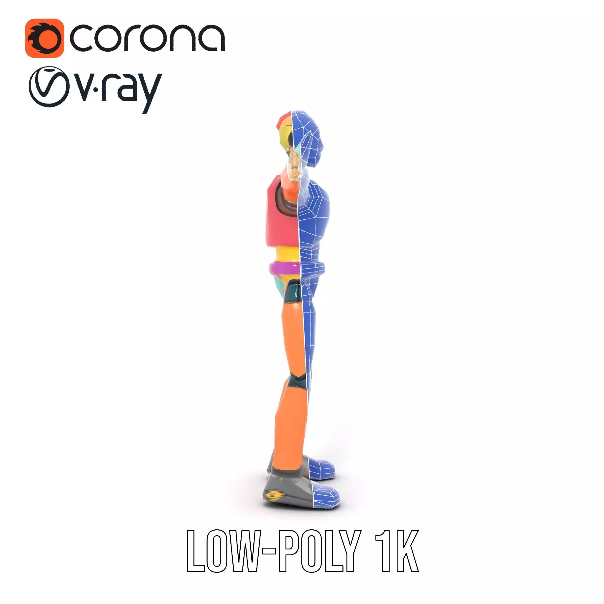 Colorful Robot model pack Low-poly 3D model_13