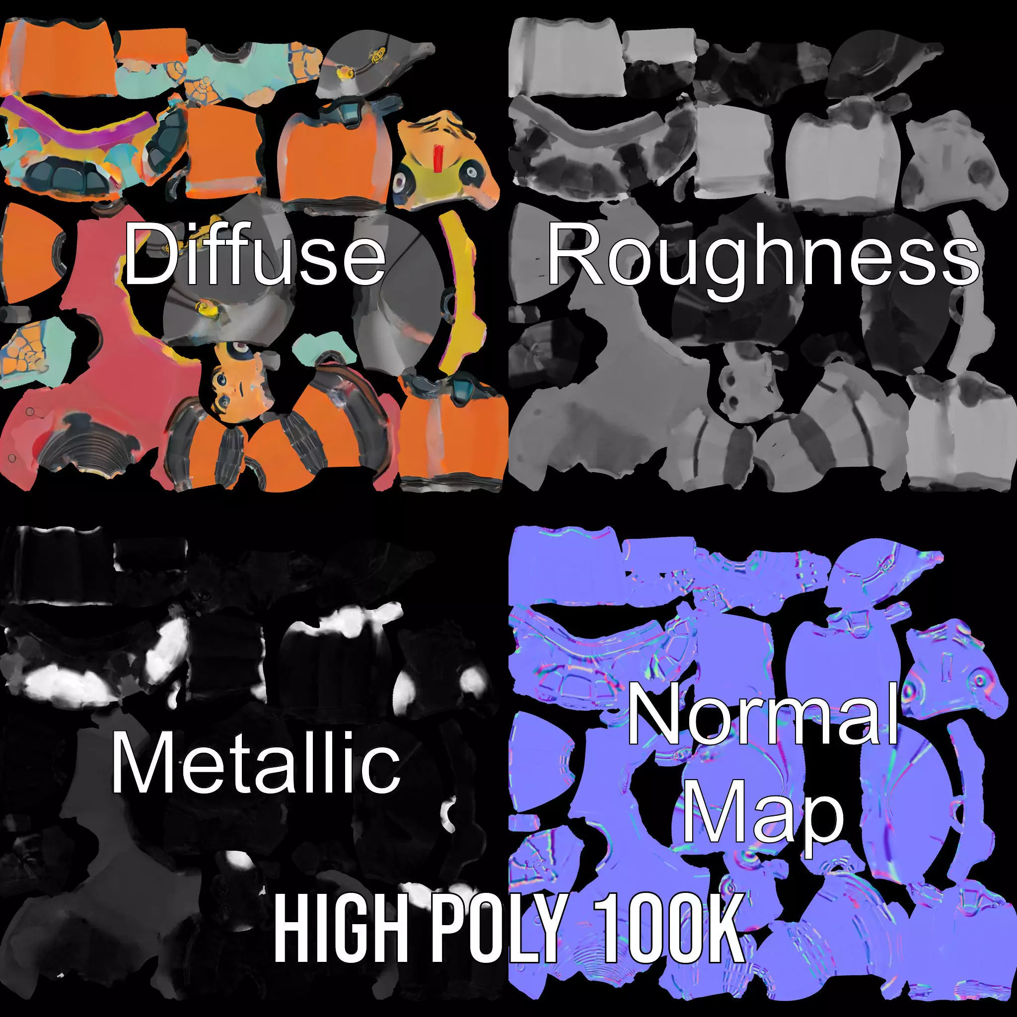 Colorful Robot model pack Low-poly 3D model_4