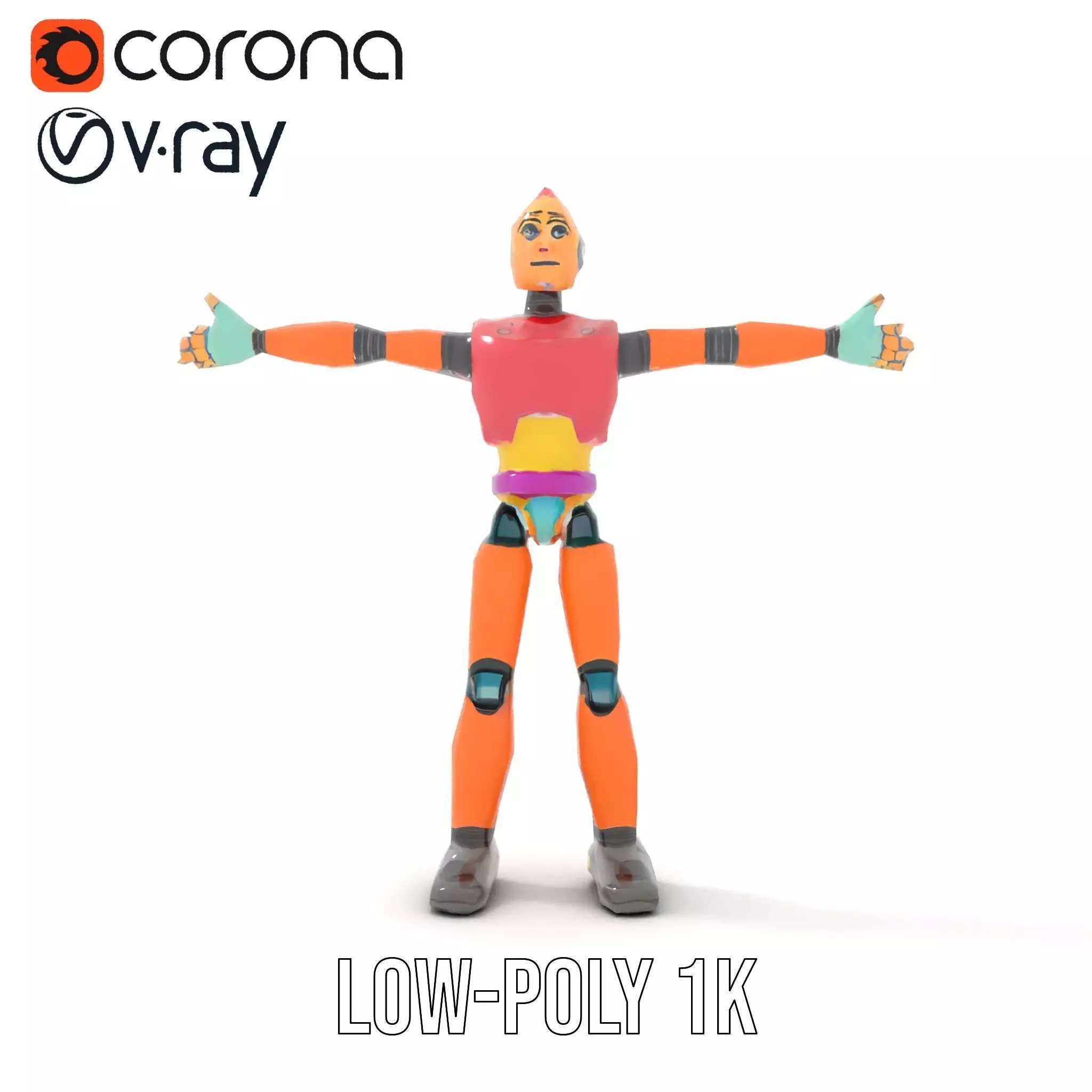 Colorful Robot model pack Low-poly 3D model_23