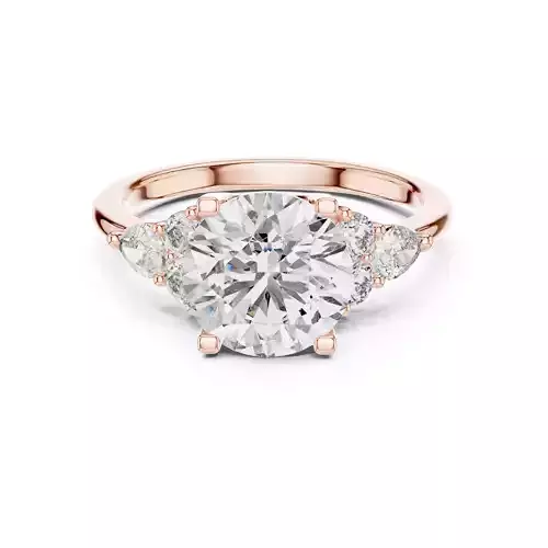 Round and Pear Cut Diamond Engagement Ring 3DM STL Video