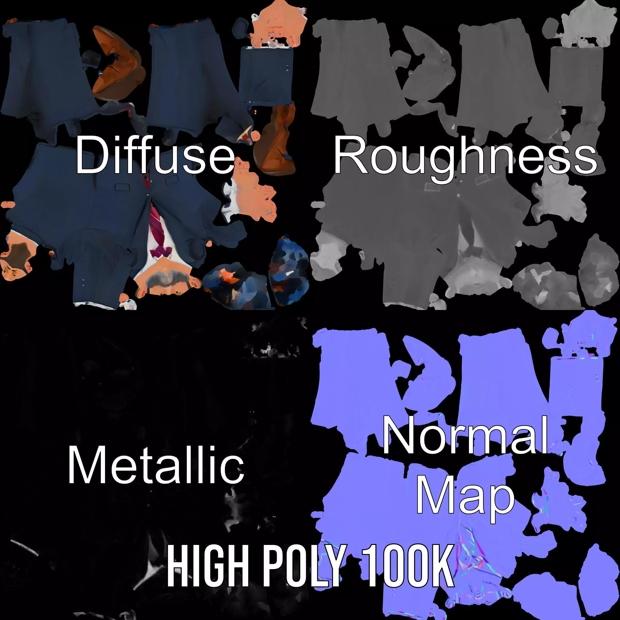 Dapper Executive Suit model pack Low-poly 3D model_4