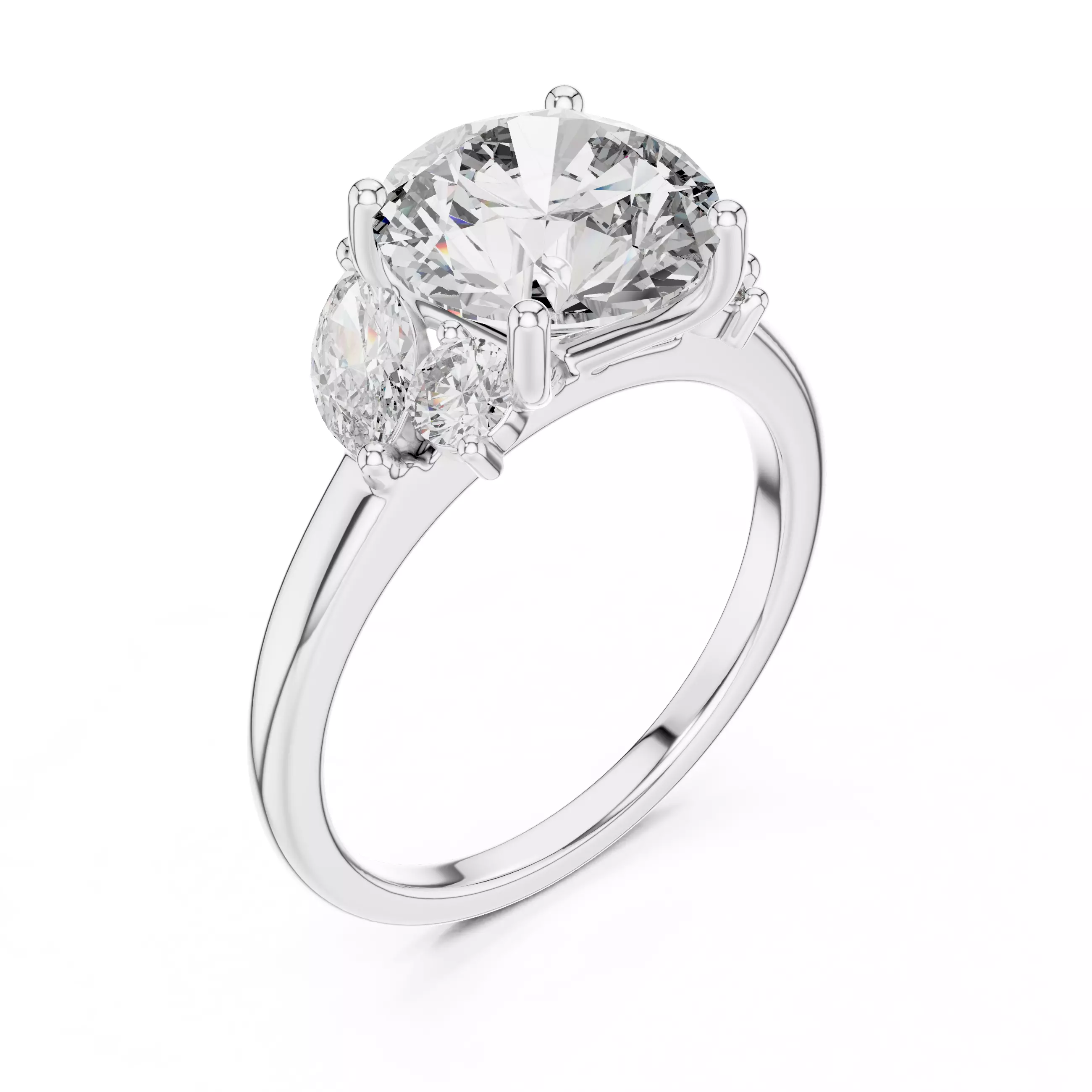 Five Diamond Round And Marquise Engagement Ring 3DM STL Video 3D print model_10