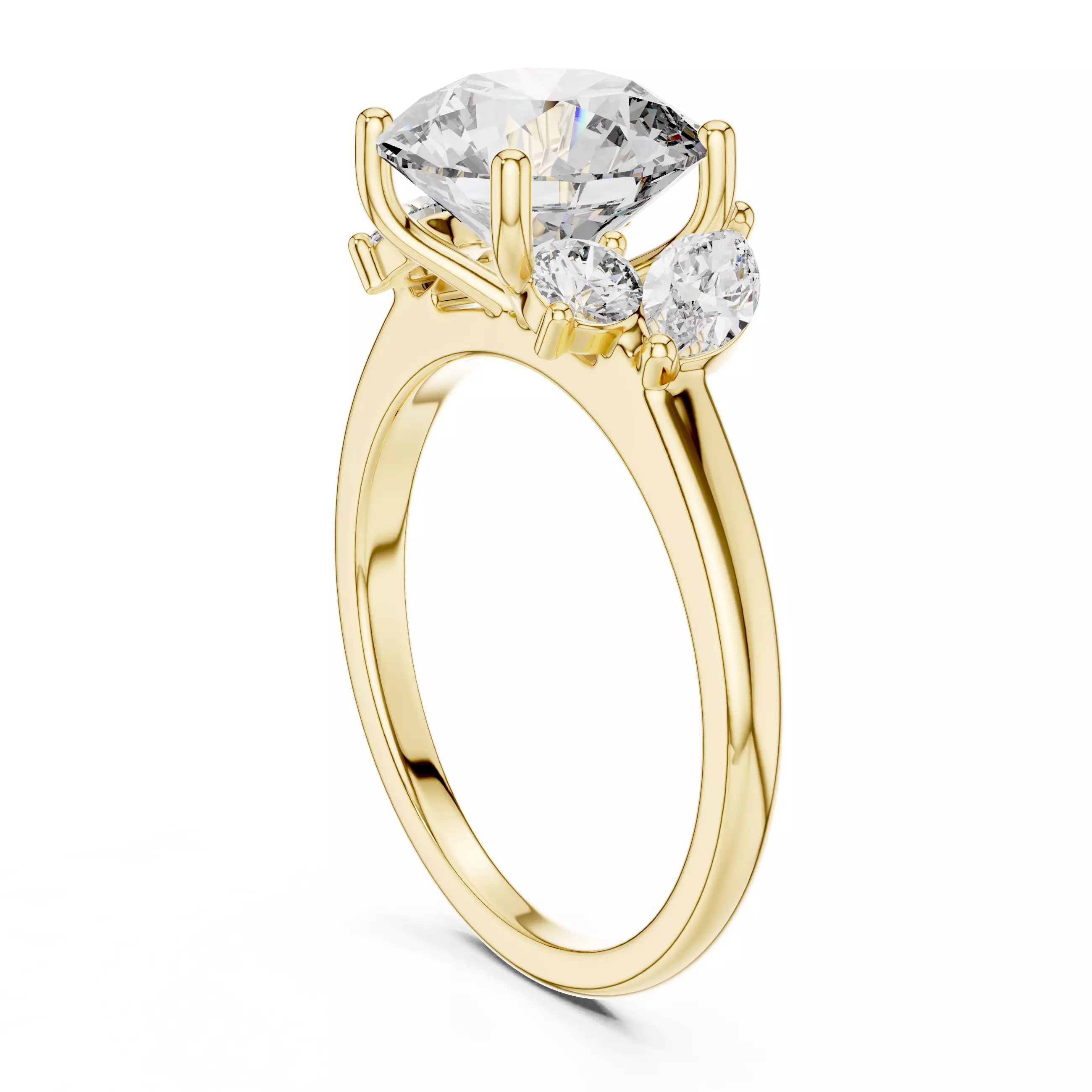 Five Diamond Round And Marquise Engagement Ring 3DM STL Video 3D print model_6