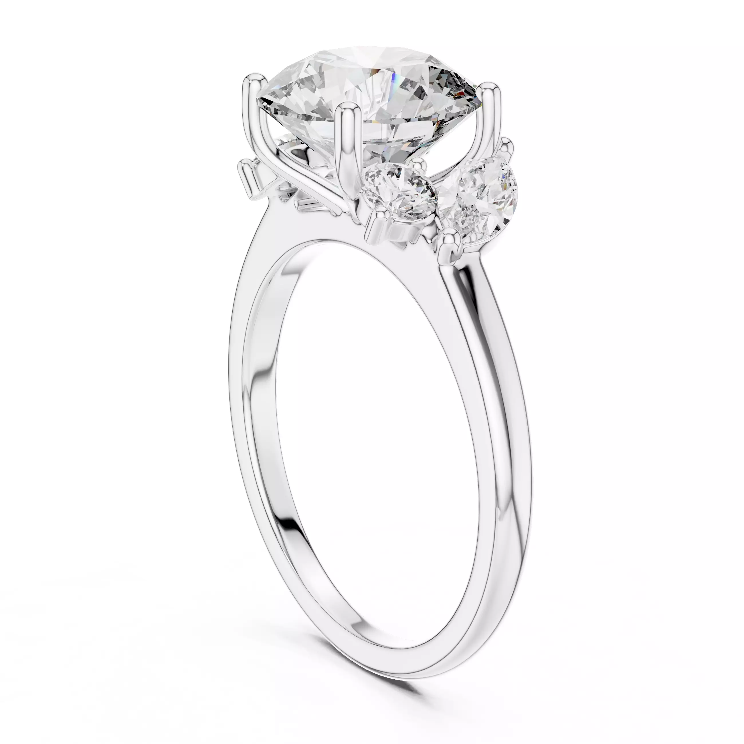 Five Diamond Round And Marquise Engagement Ring 3DM STL Video 3D print model_9