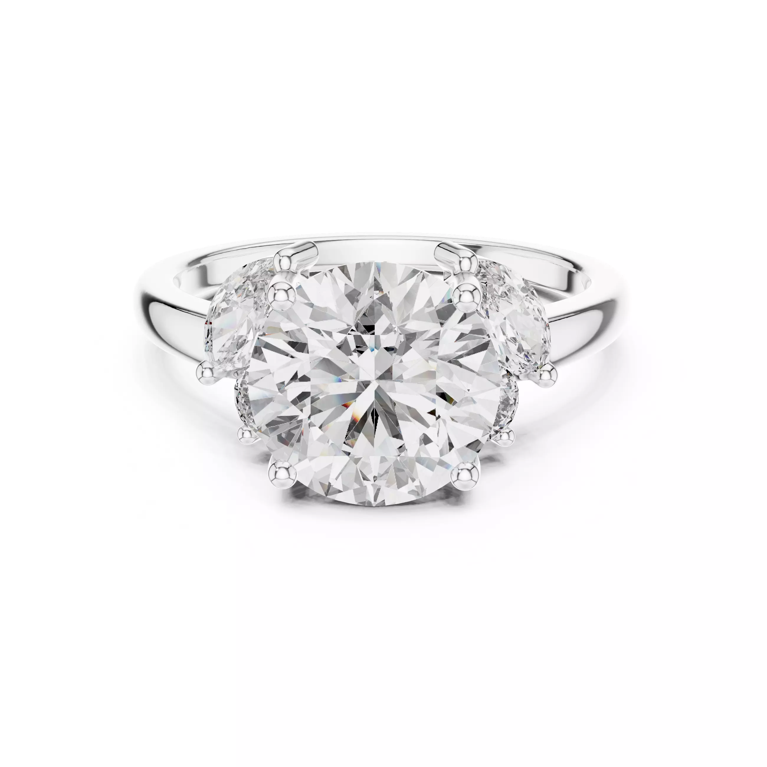 Five Diamond Round And Marquise Engagement Ring 3DM STL Video 3D print model_2