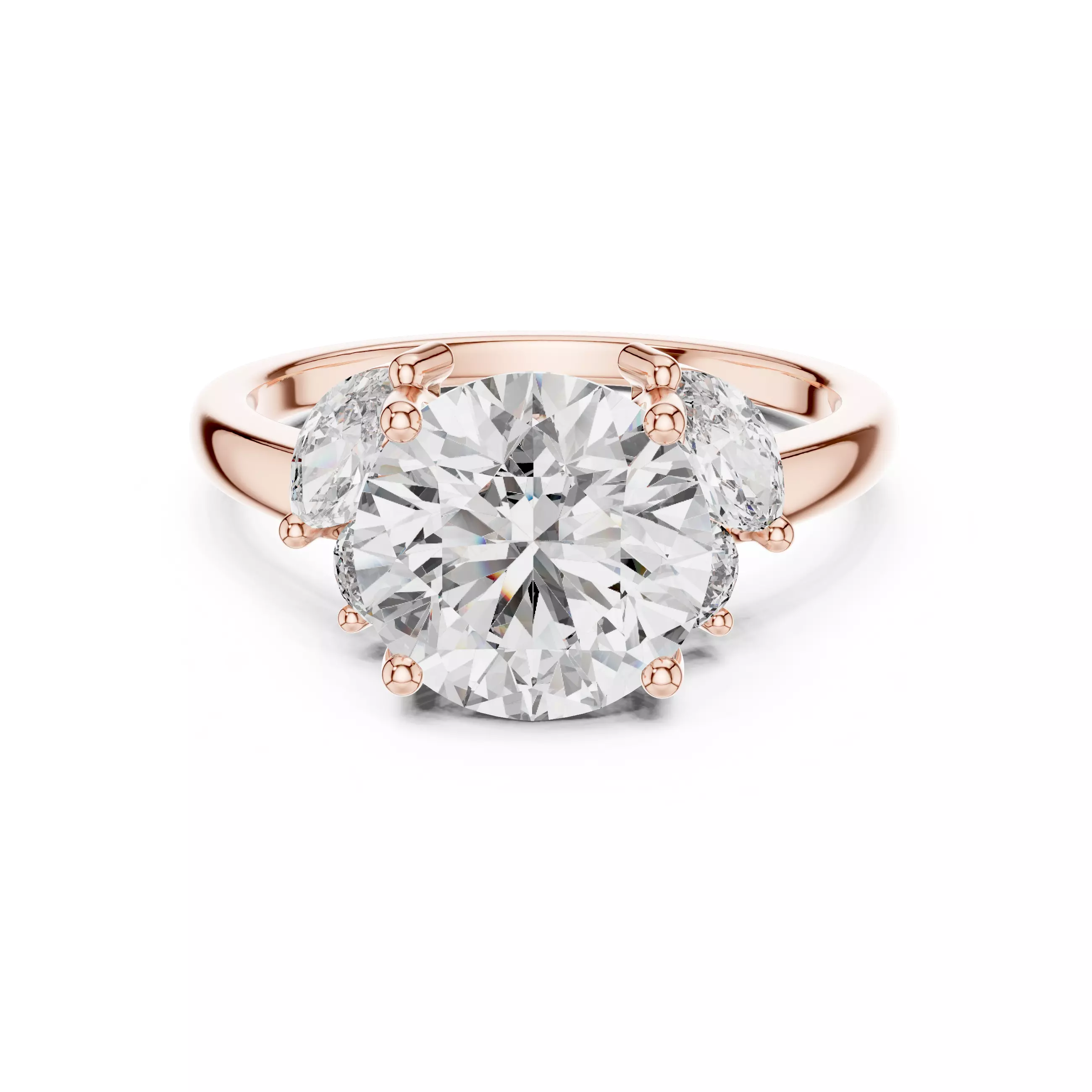 Five Diamond Round And Marquise Engagement Ring 3DM STL Video 3D print model_0