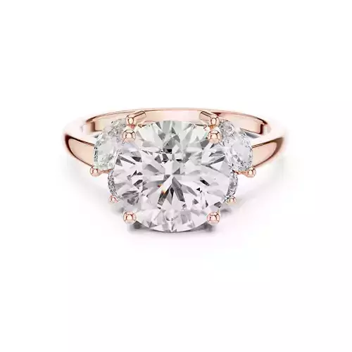 Five Diamond Round And Marquise Engagement Ring 3DM STL Video 3D print model