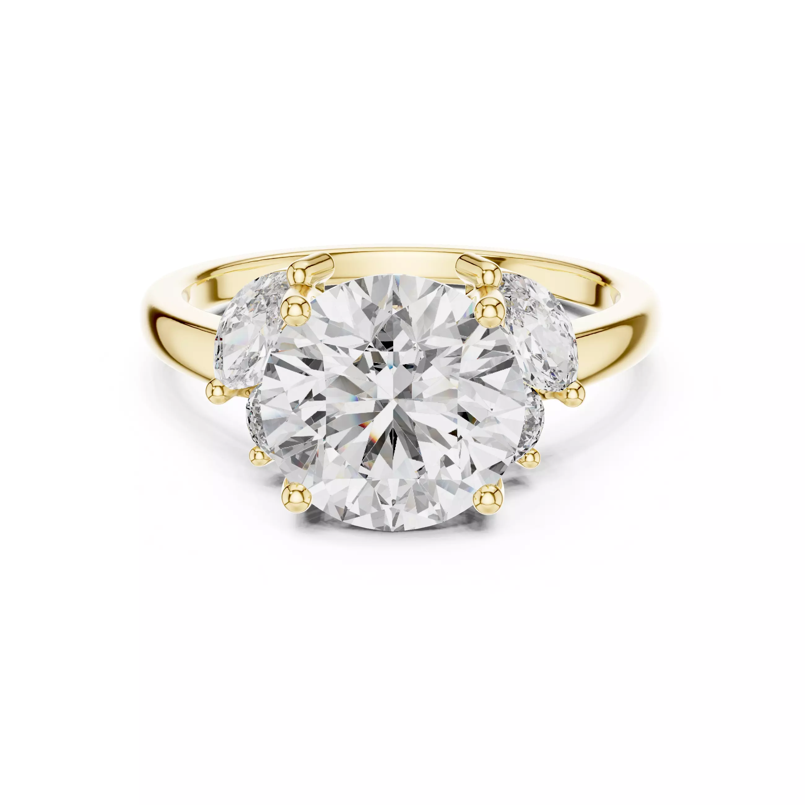 Five Diamond Round And Marquise Engagement Ring 3DM STL Video 3D print model_1