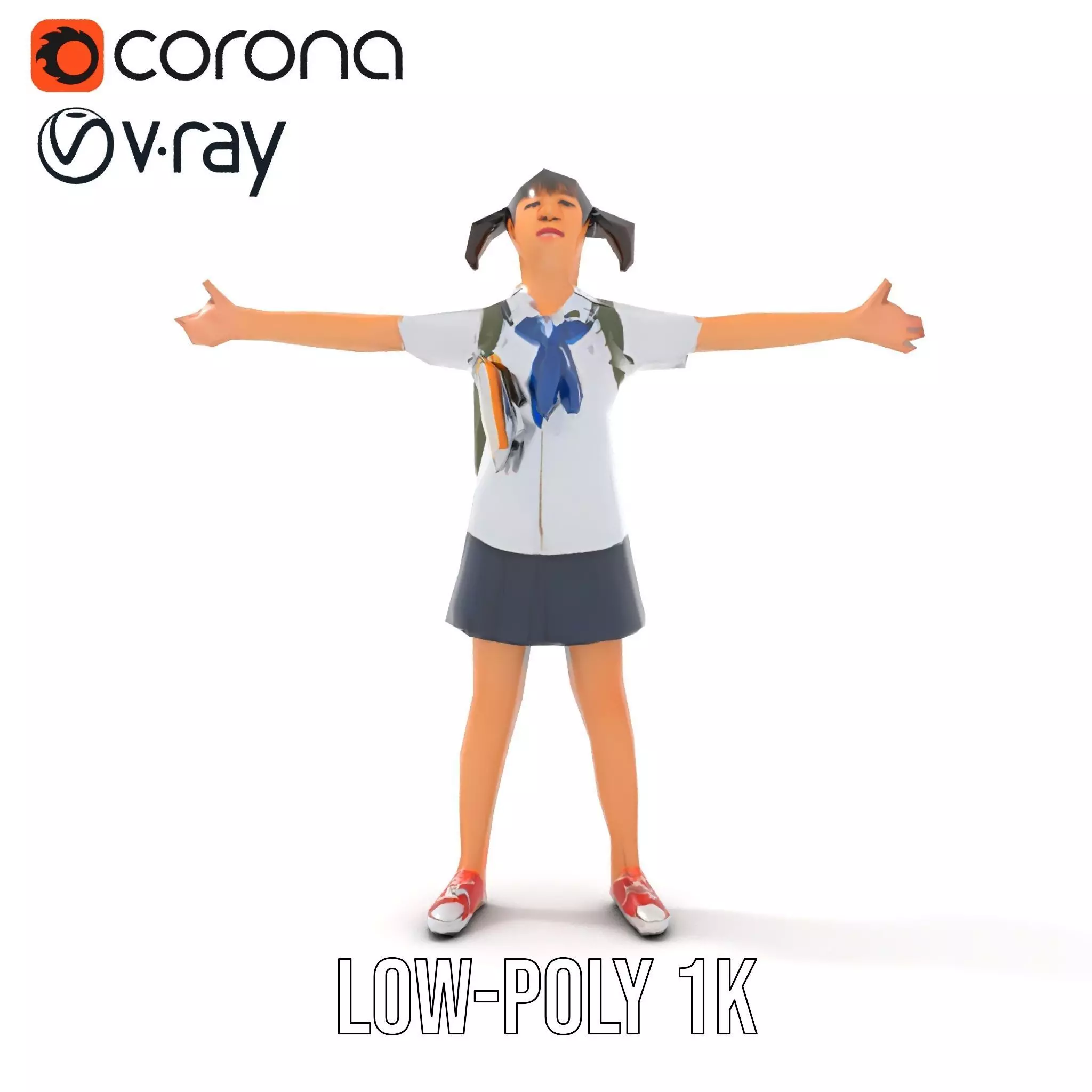 Cheerful Student model pack Low-poly 3D model_20