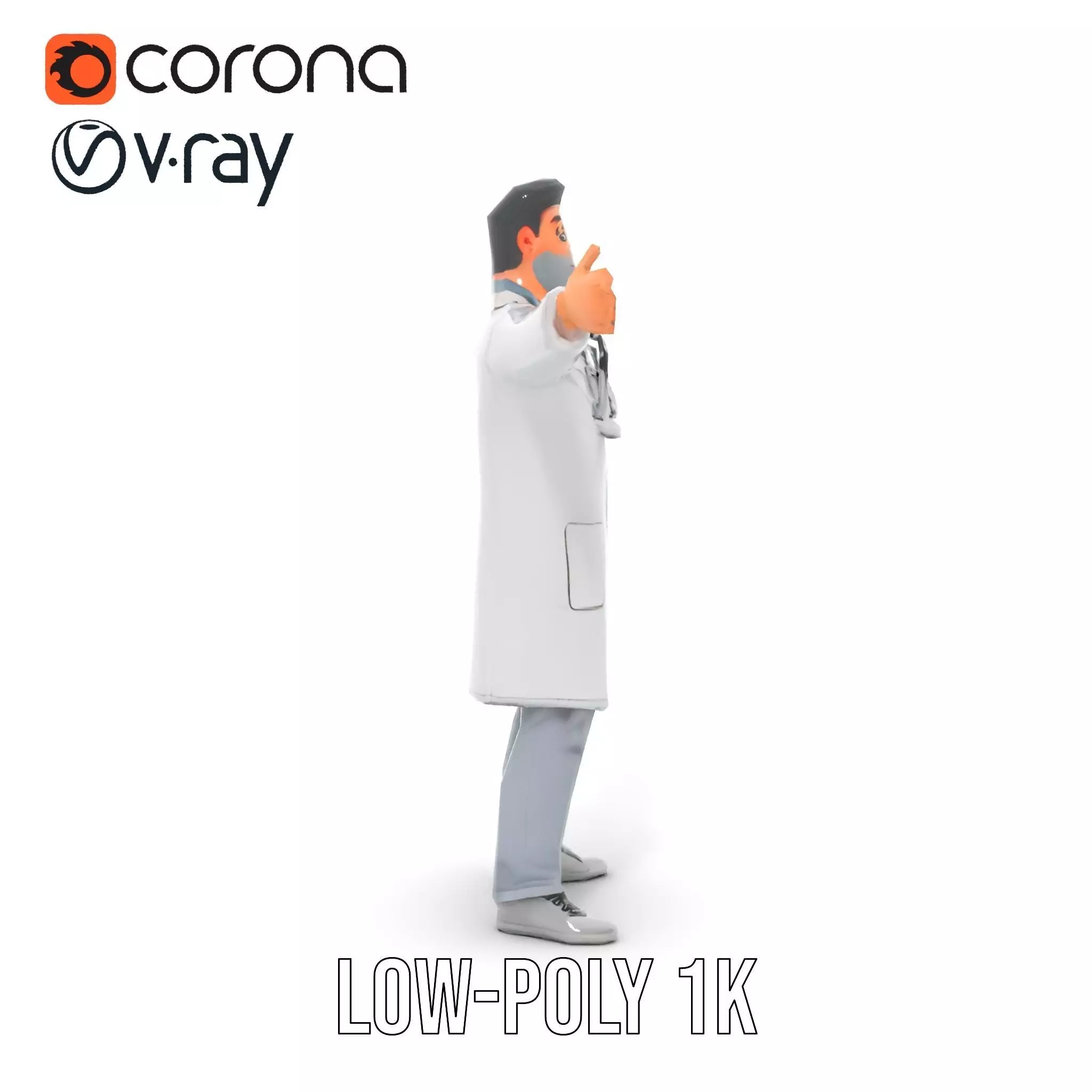 Animated Doctor Character model pack Low-poly 3D model_8