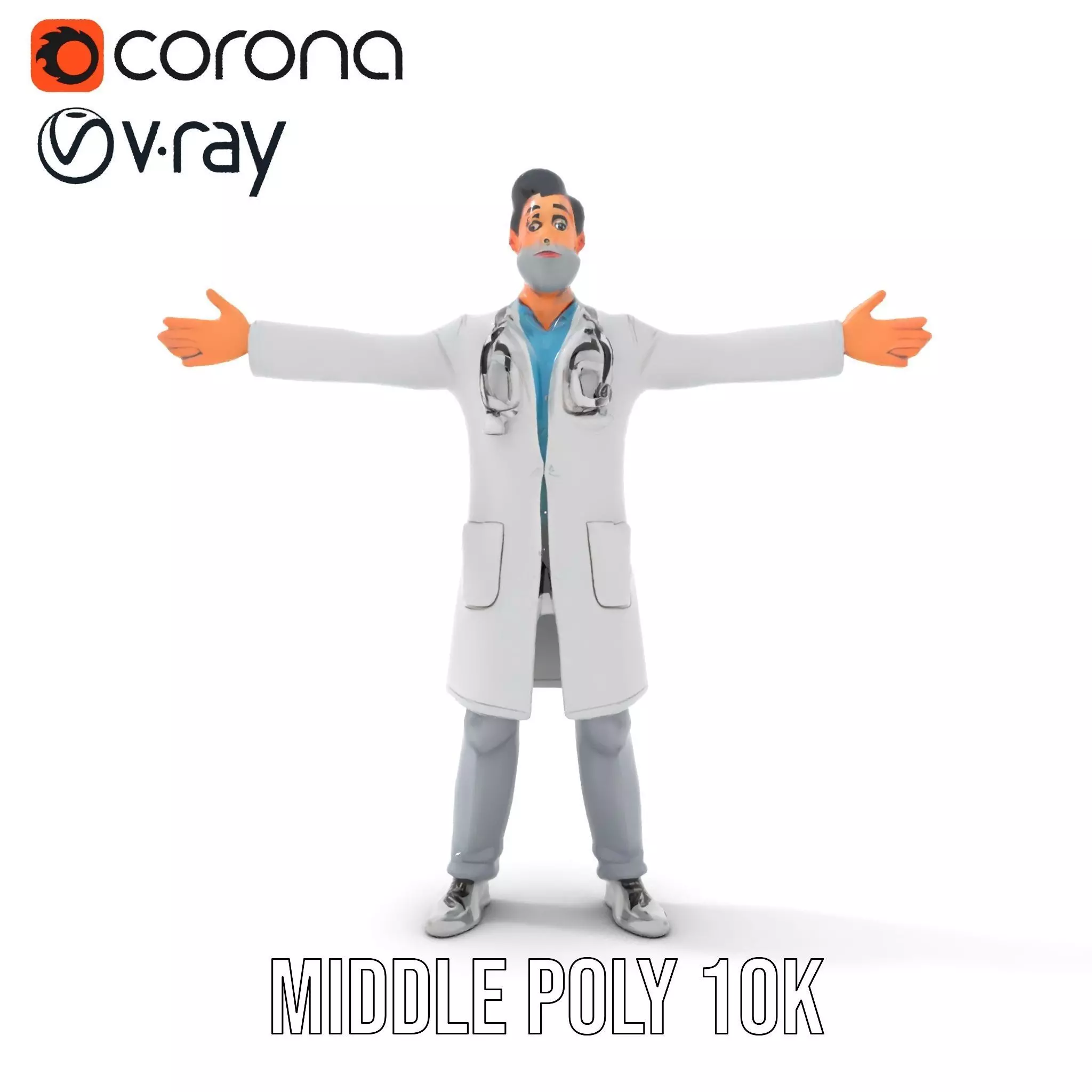 Animated Doctor Character model pack Low-poly 3D model_6