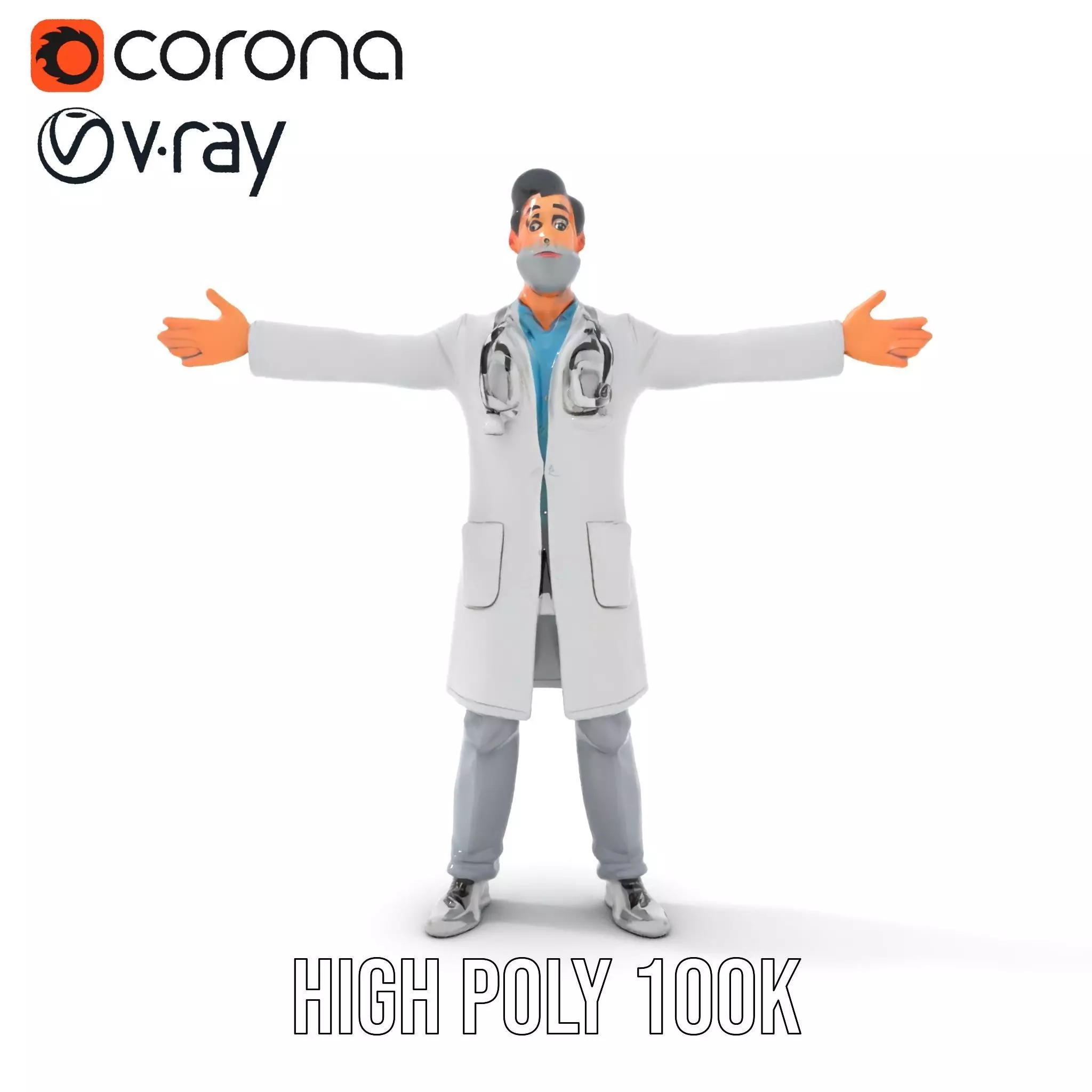 Animated Doctor Character model pack Low-poly 3D model_27