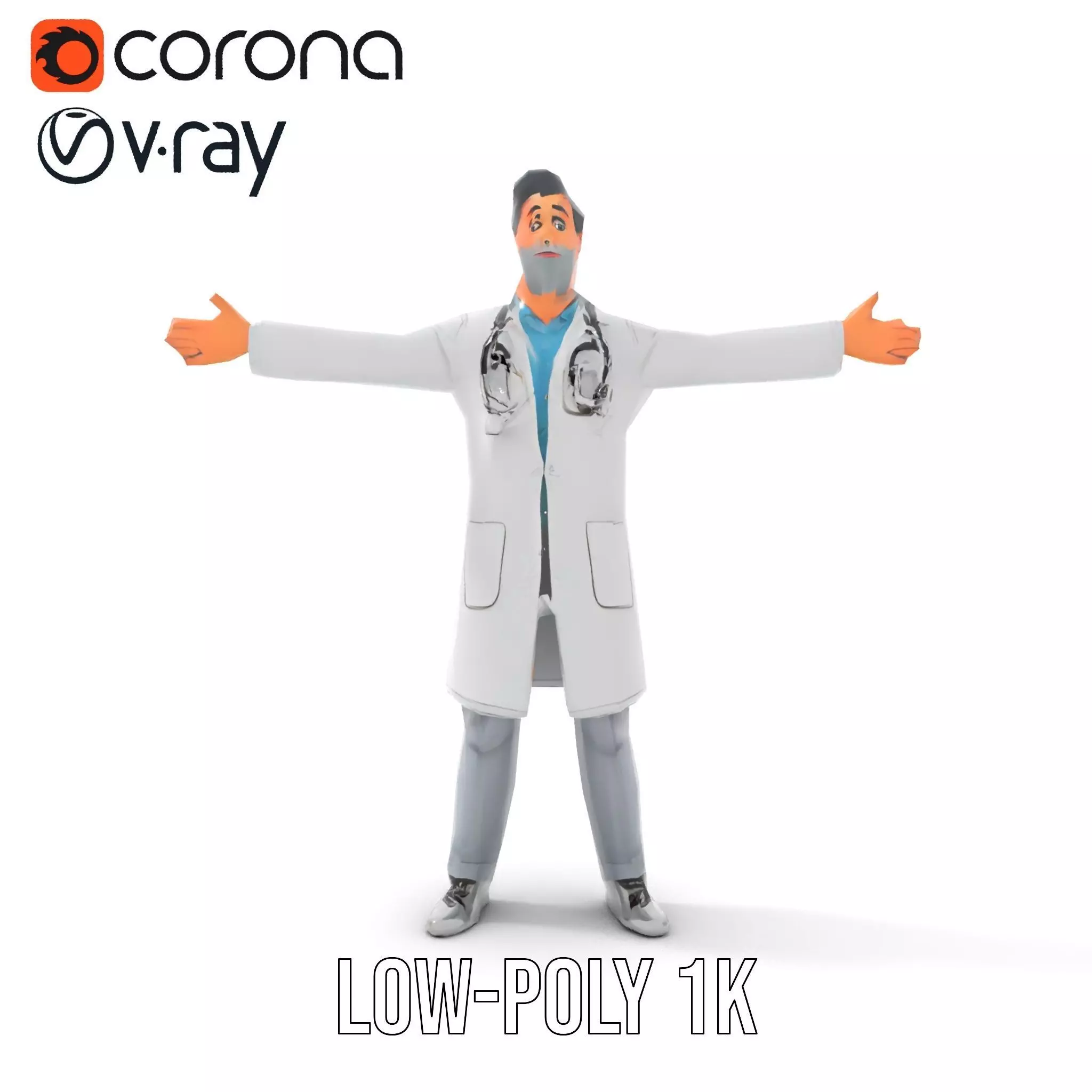 Animated Doctor Character model pack Low-poly 3D model_29