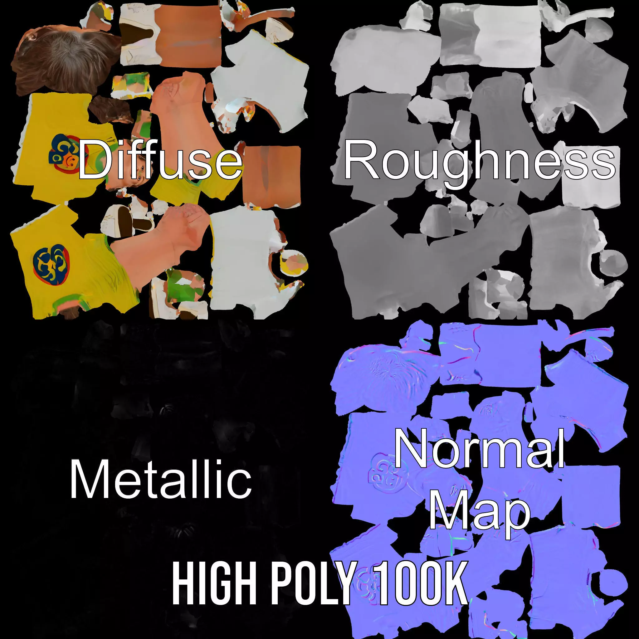 Joyful Yellow Shirt Model Pack Low-poly 3D model_4