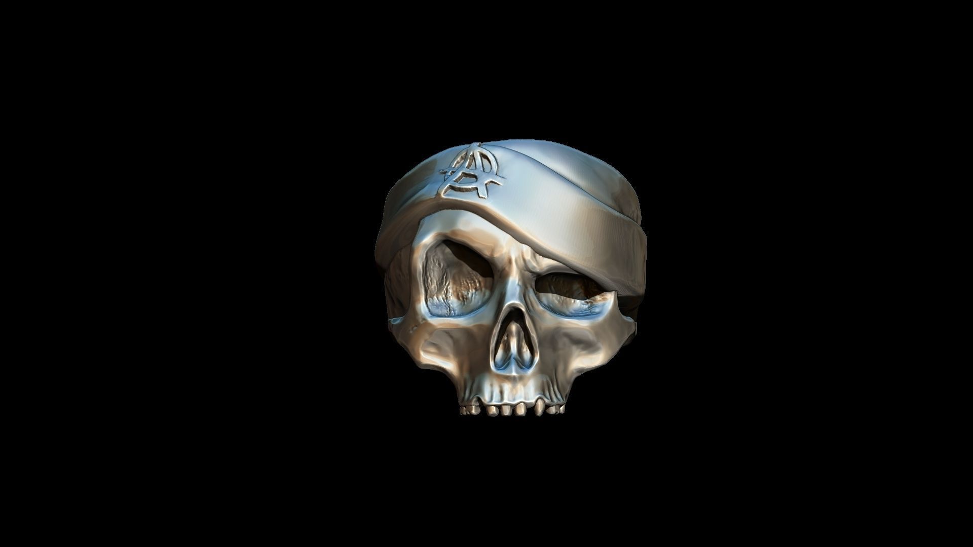 Realistic Skull with hat  Ring   3D print model  3D print model_5