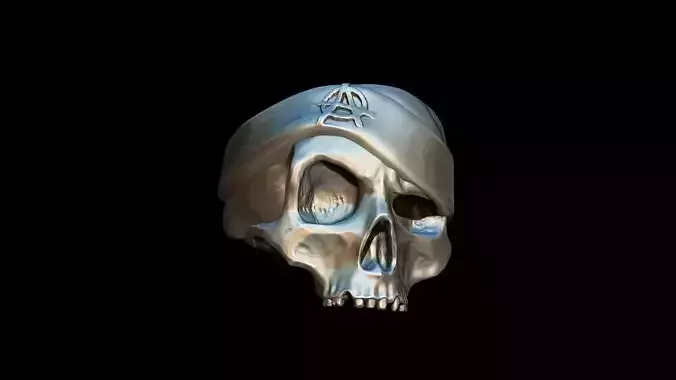 Realistic Skull with hat  Ring   3D print model 