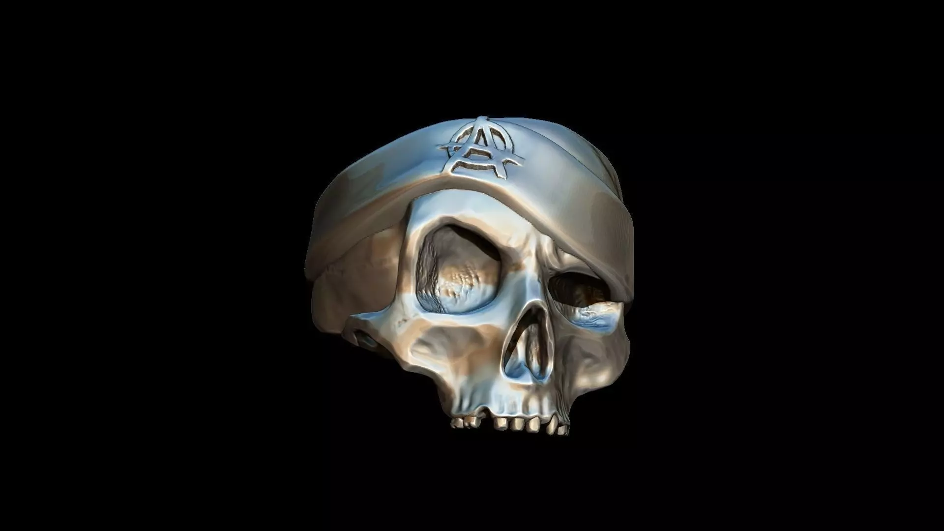 Realistic Skull with hat  Ring   3D print model  3D print model_0