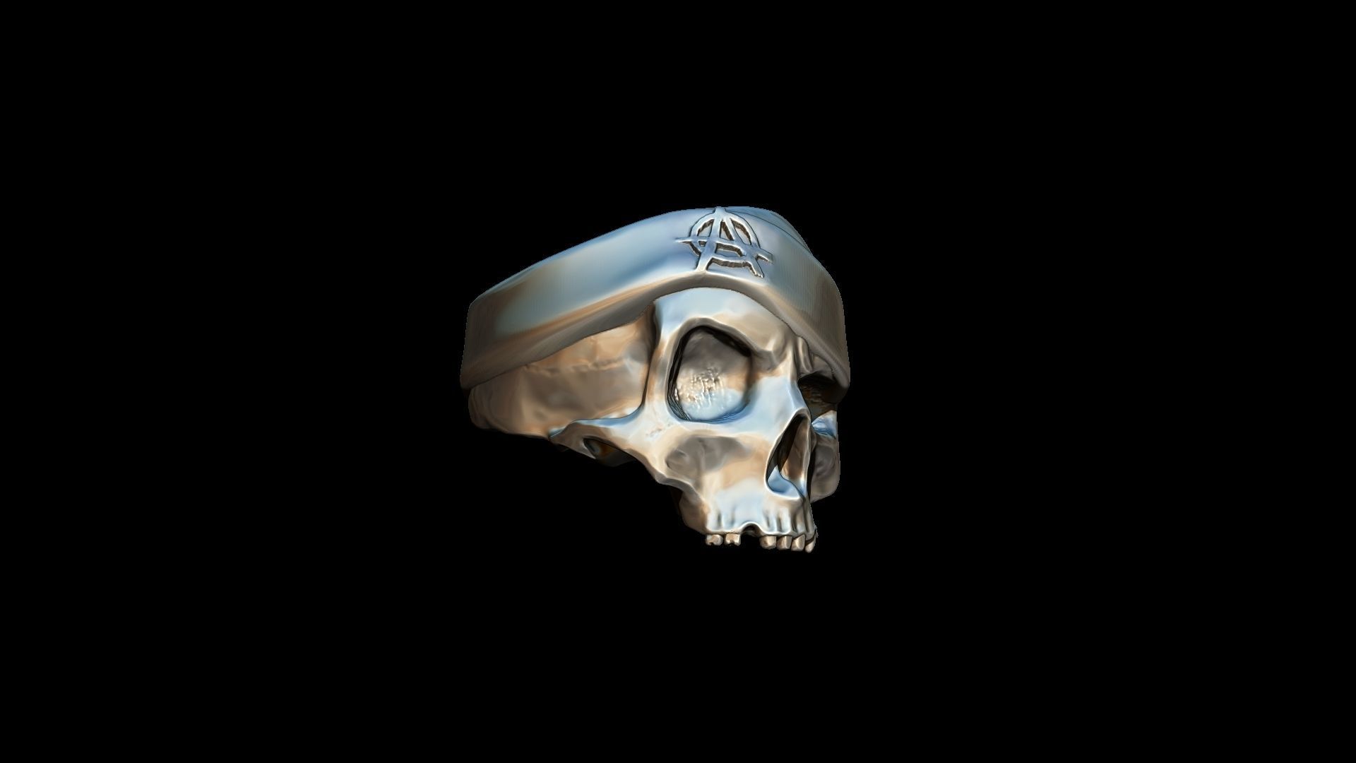 Realistic Skull with hat  Ring   3D print model  3D print model_3