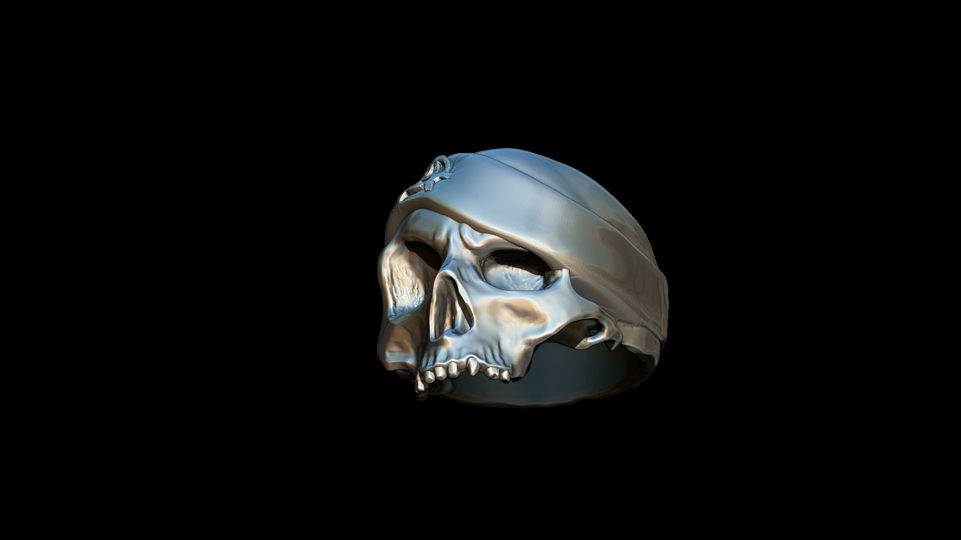 Realistic Skull with hat  Ring   3D print model  3D print model_2