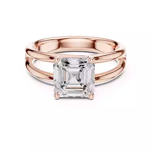 Solitaire 2CT Asscher Cut Diamond Split Shank Ring 3DM STL Video