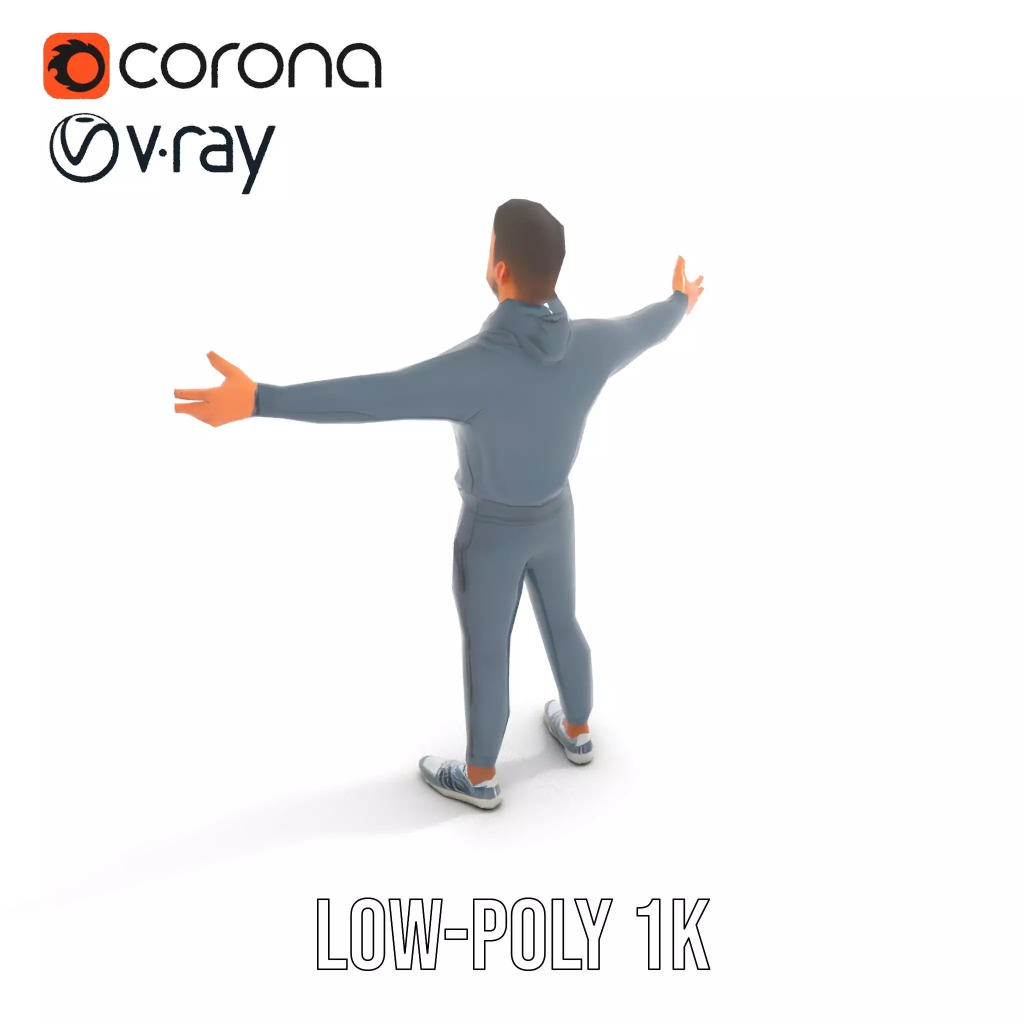 Athletic Trainer Grey Outfit model pack Low-poly 3D model_23