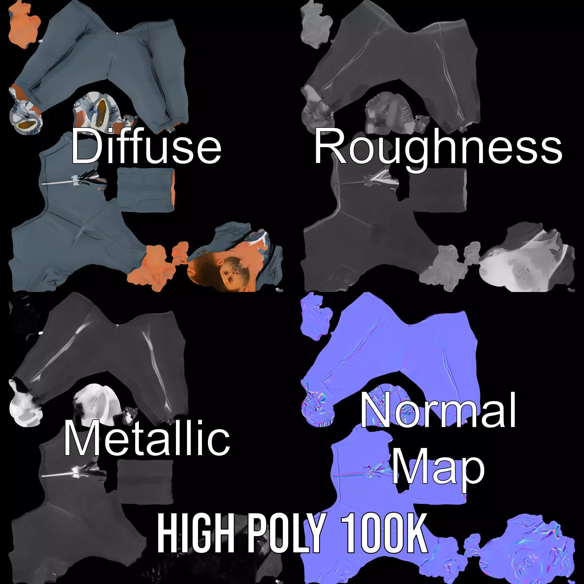 Athletic Trainer Grey Outfit model pack Low-poly 3D model_4