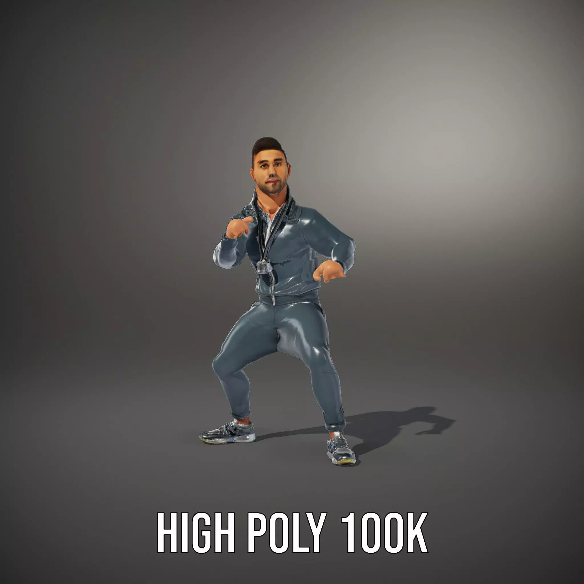 Athletic Trainer Grey Outfit model pack Low-poly 3D model_9