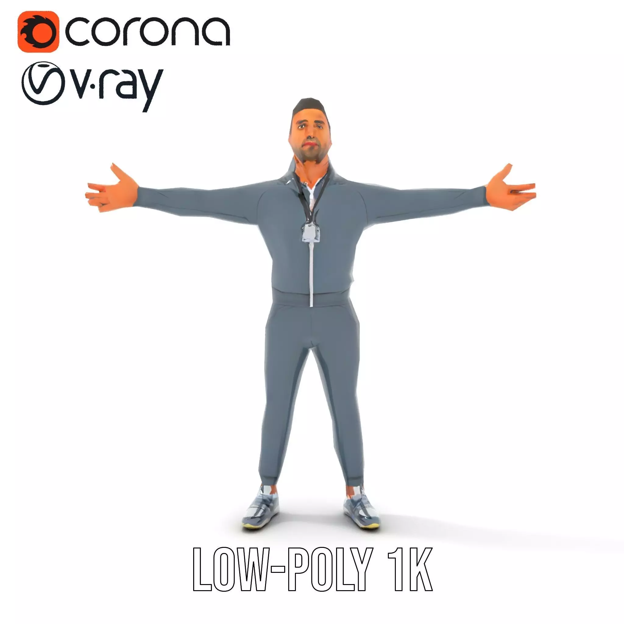 Athletic Trainer Grey Outfit model pack Low-poly 3D model_29