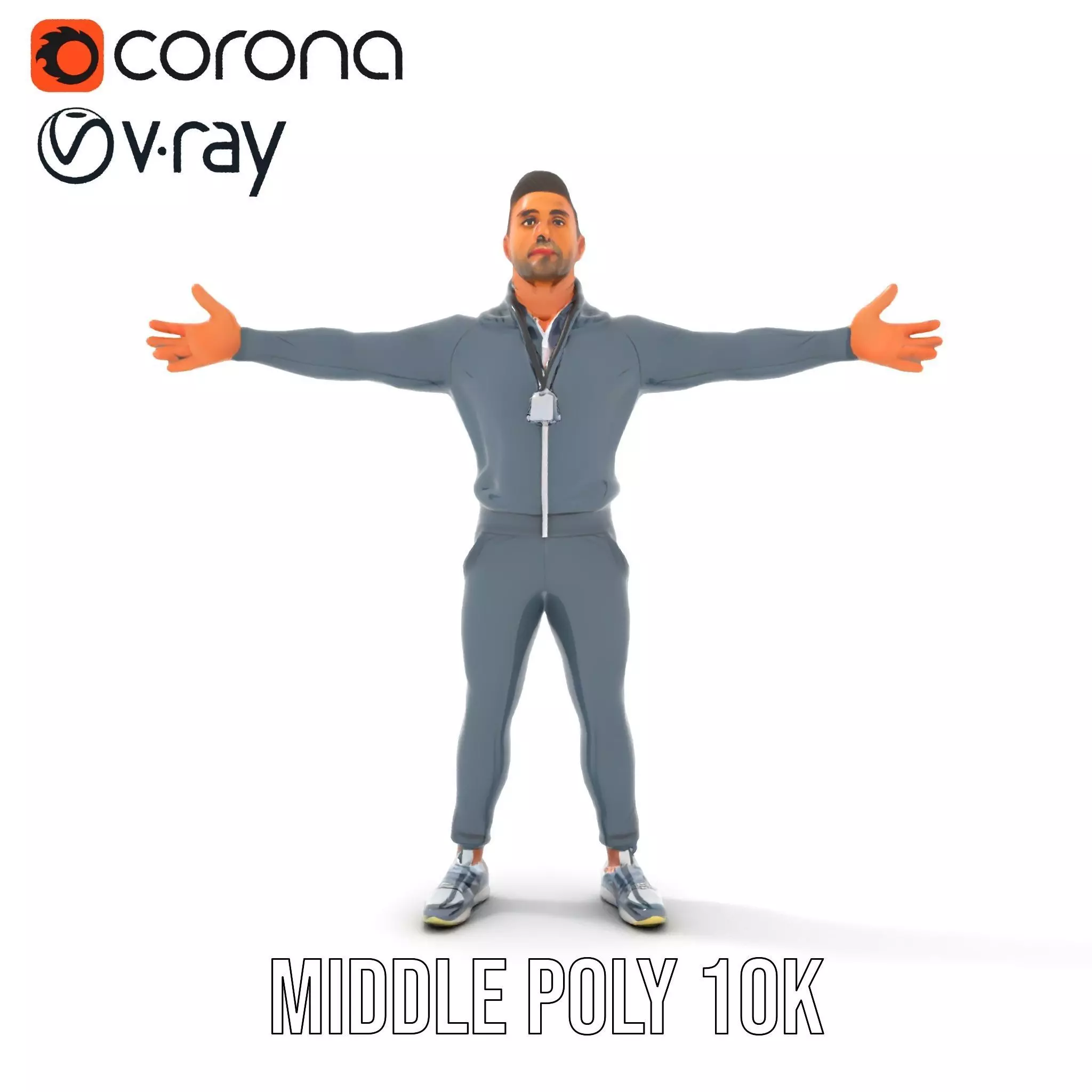 Athletic Trainer Grey Outfit model pack Low-poly 3D model_14