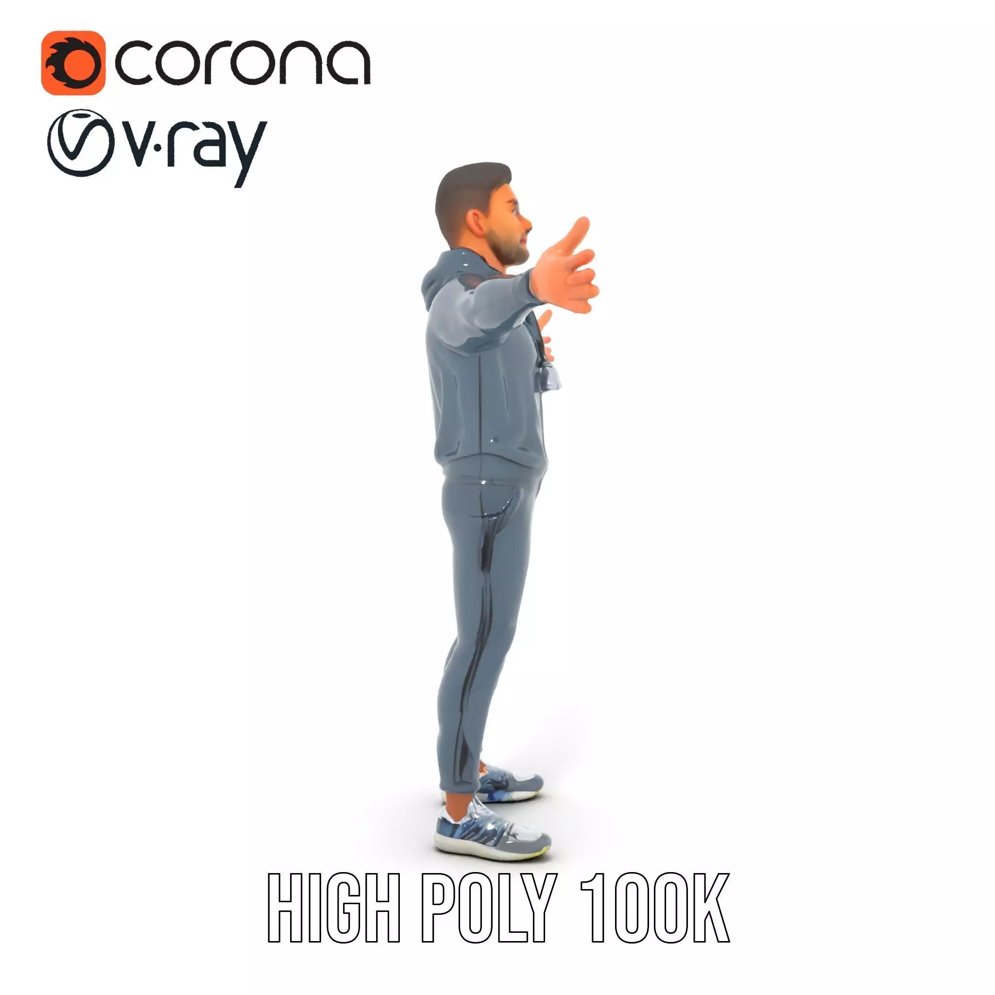 Athletic Trainer Grey Outfit model pack Low-poly 3D model_27