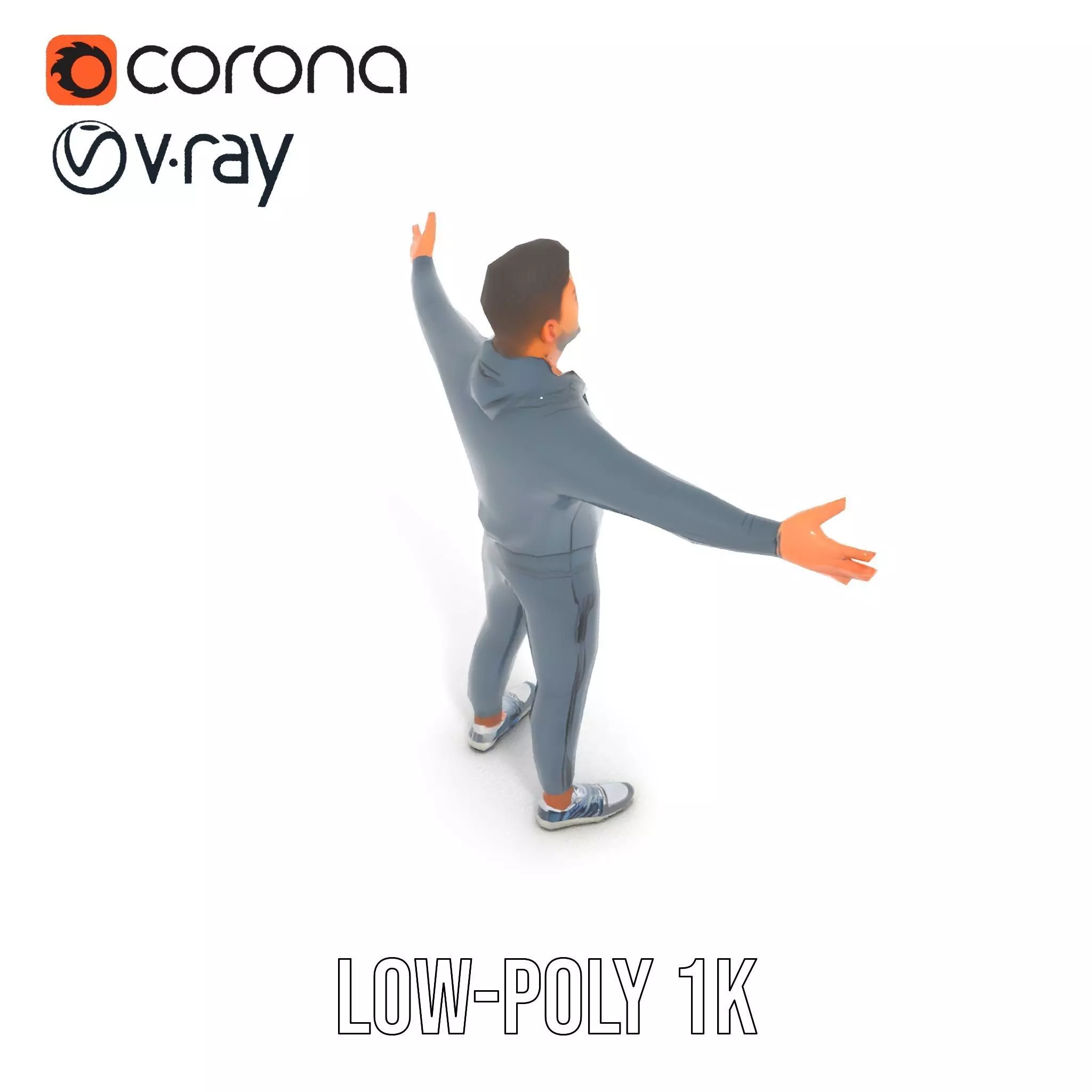 Athletic Trainer Grey Outfit model pack Low-poly 3D model_8