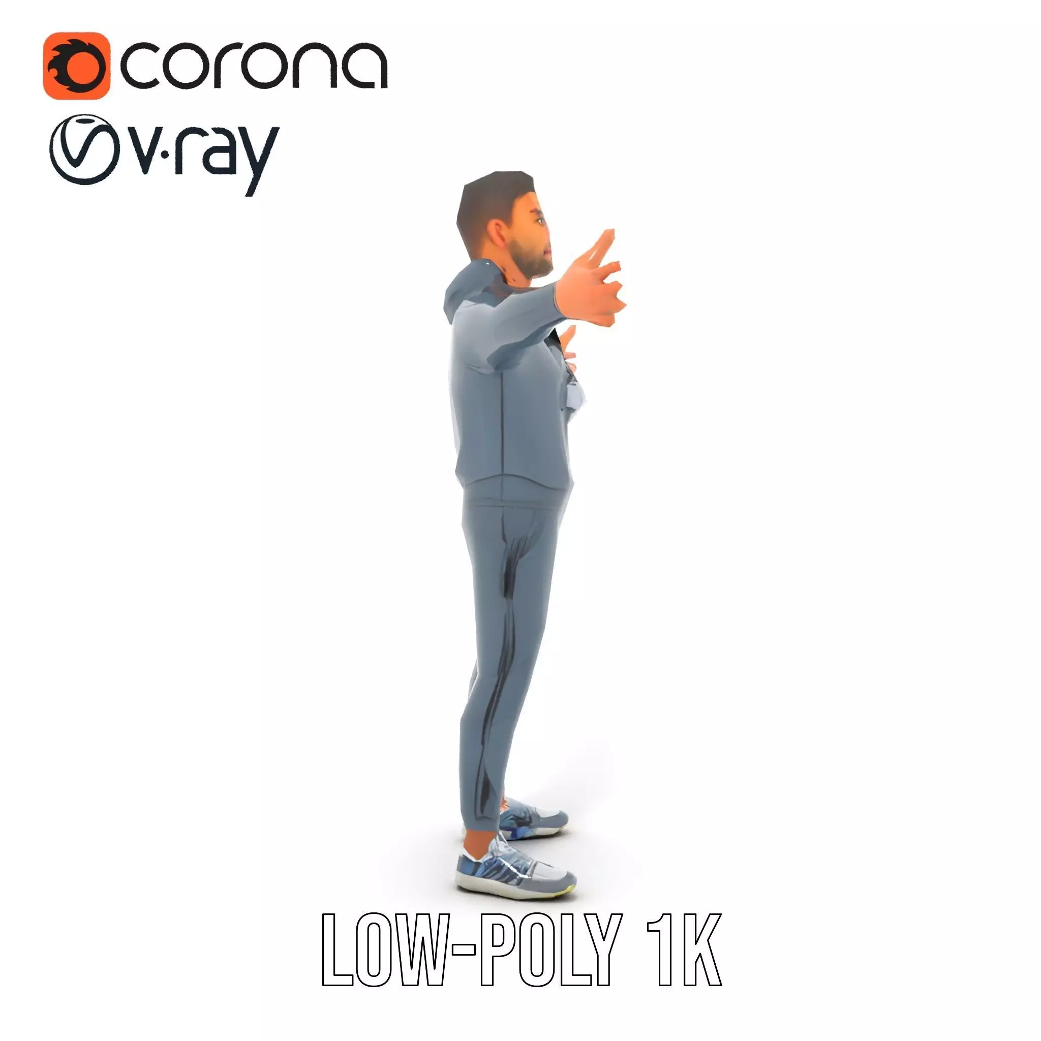 Athletic Trainer Grey Outfit model pack Low-poly 3D model_15