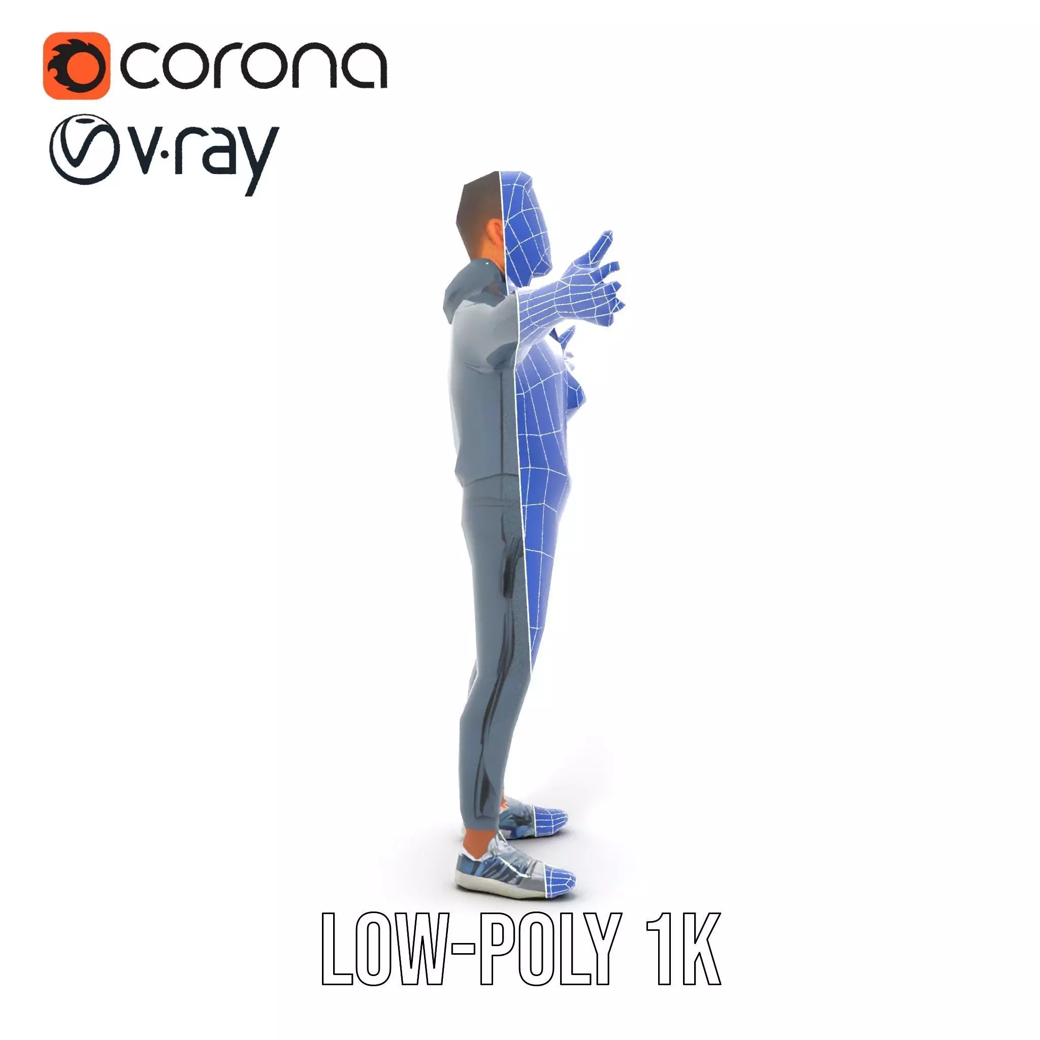 Athletic Trainer Grey Outfit model pack Low-poly 3D model_10