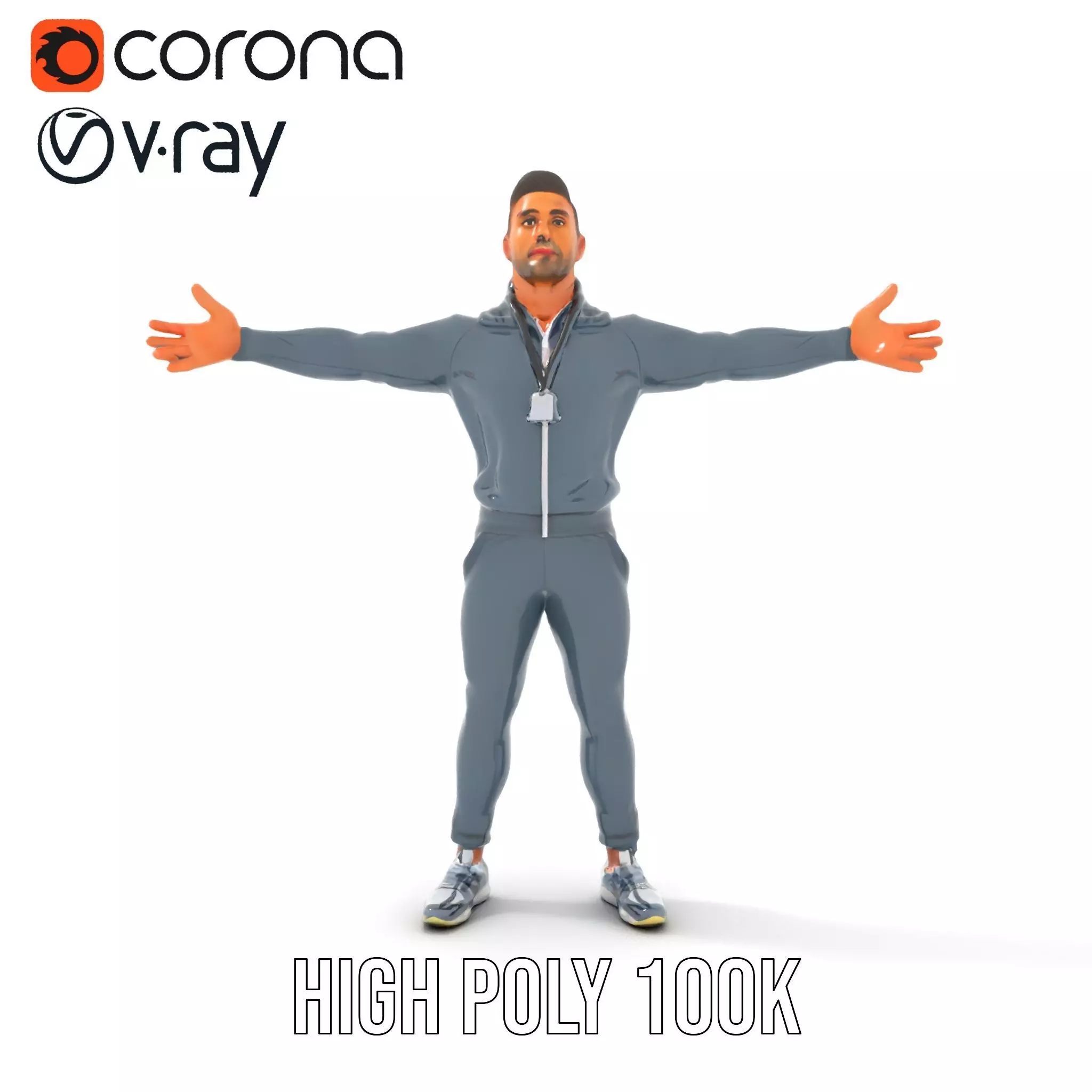 Athletic Trainer Grey Outfit model pack Low-poly 3D model_30