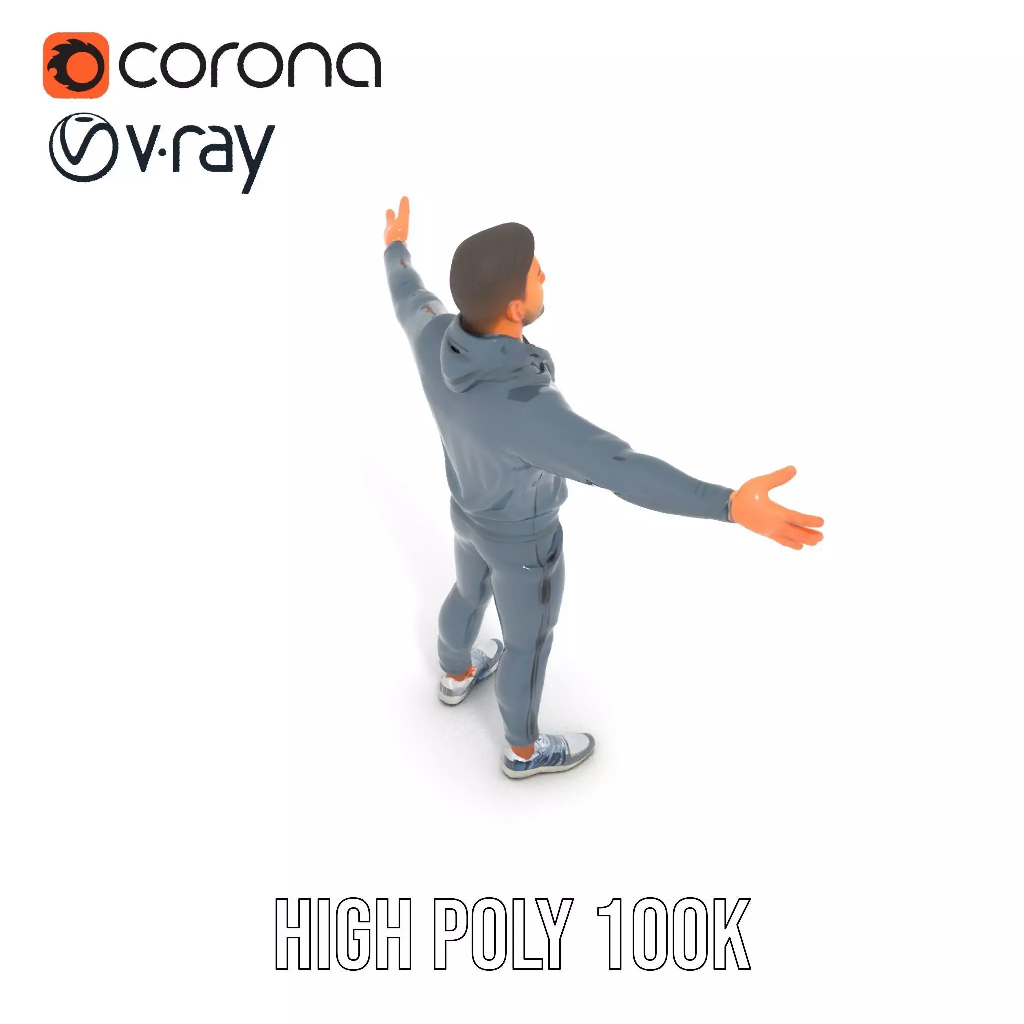 Athletic Trainer Grey Outfit model pack Low-poly 3D model_16