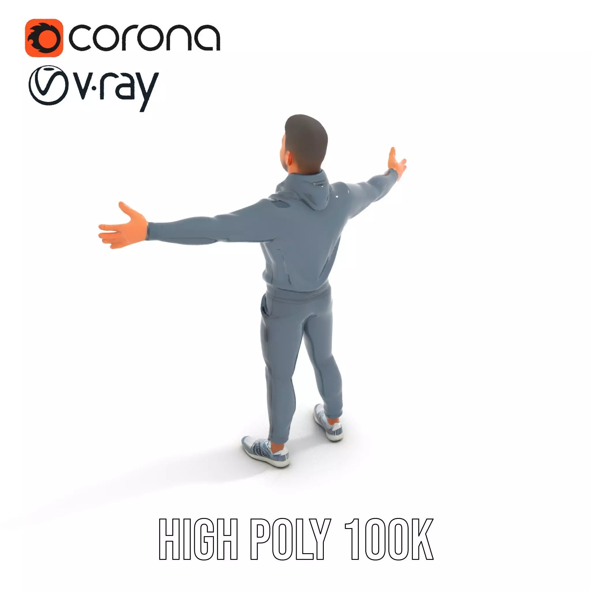 Athletic Trainer Grey Outfit model pack Low-poly 3D model_21