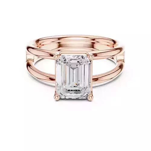 Solitaire 2CT Emerald Cut Diamond Split Shank Ring File Video