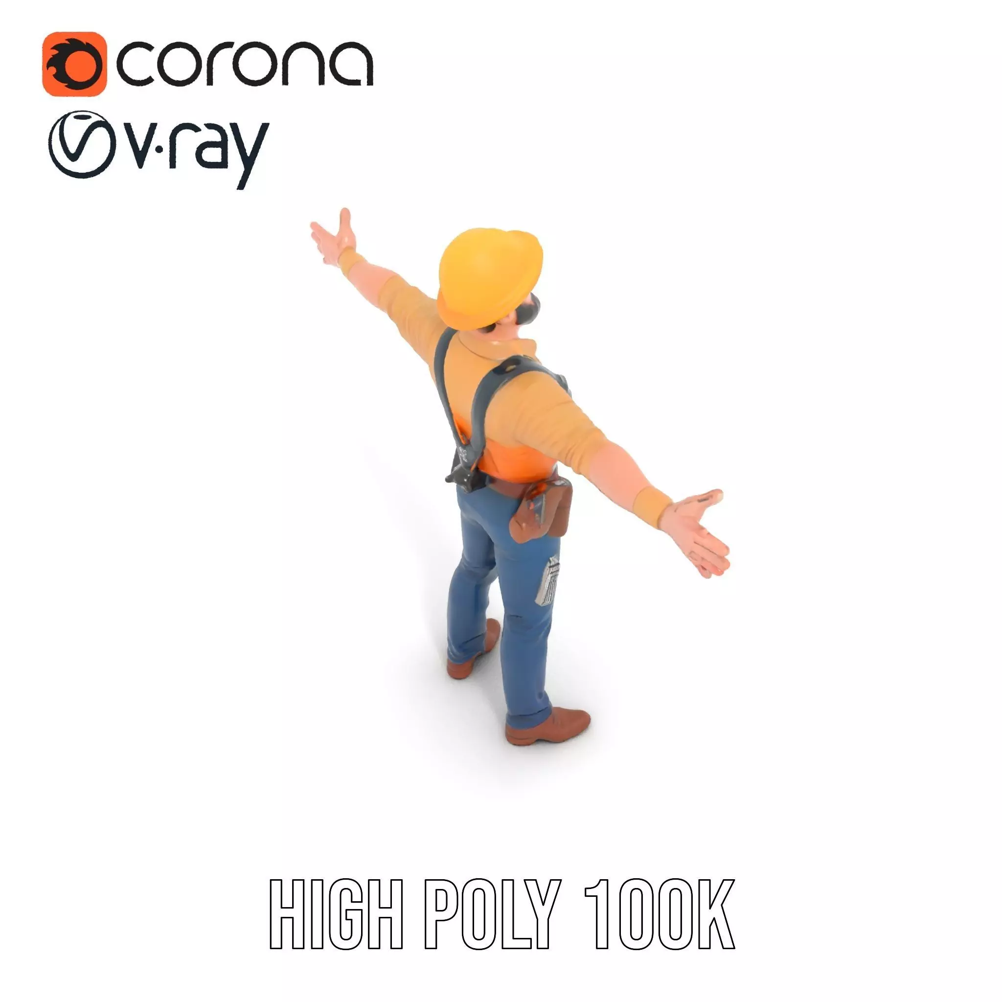 Construction Worker model pack Low-poly 3D model_16