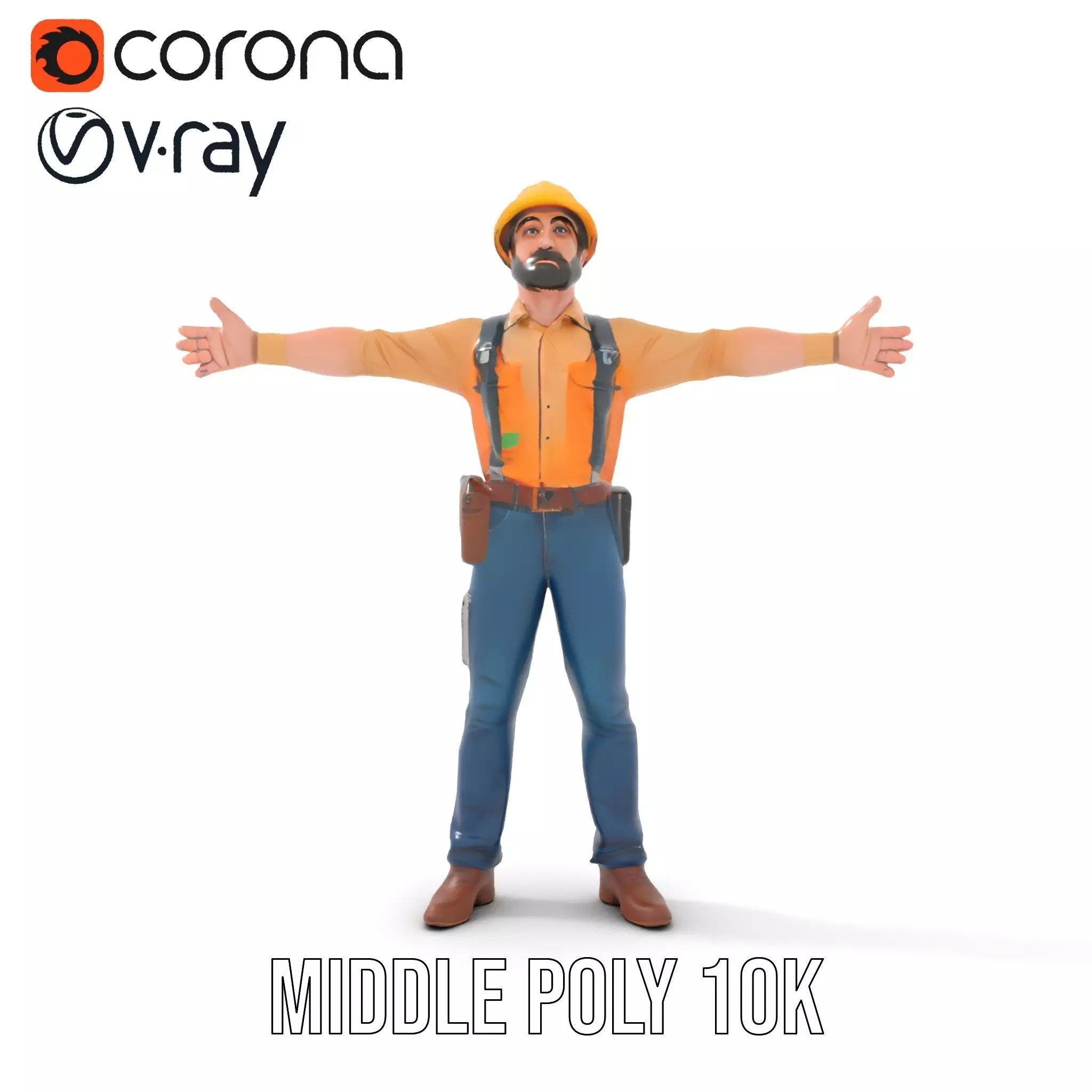 Construction Worker model pack Low-poly 3D model_19
