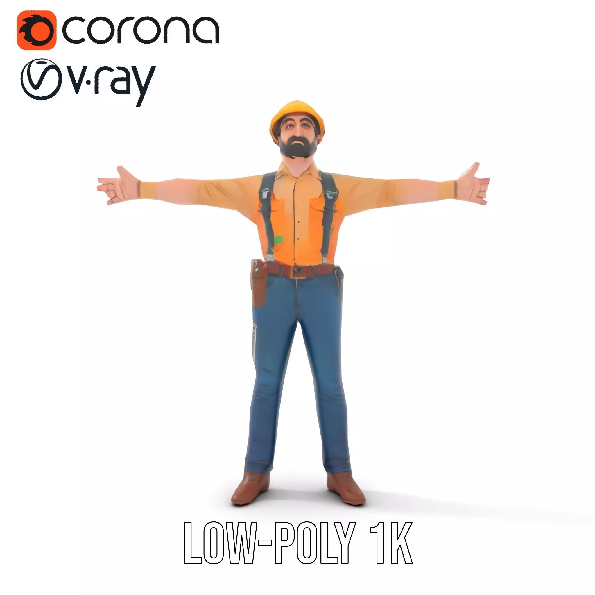 Construction Worker model pack Low-poly 3D model_9