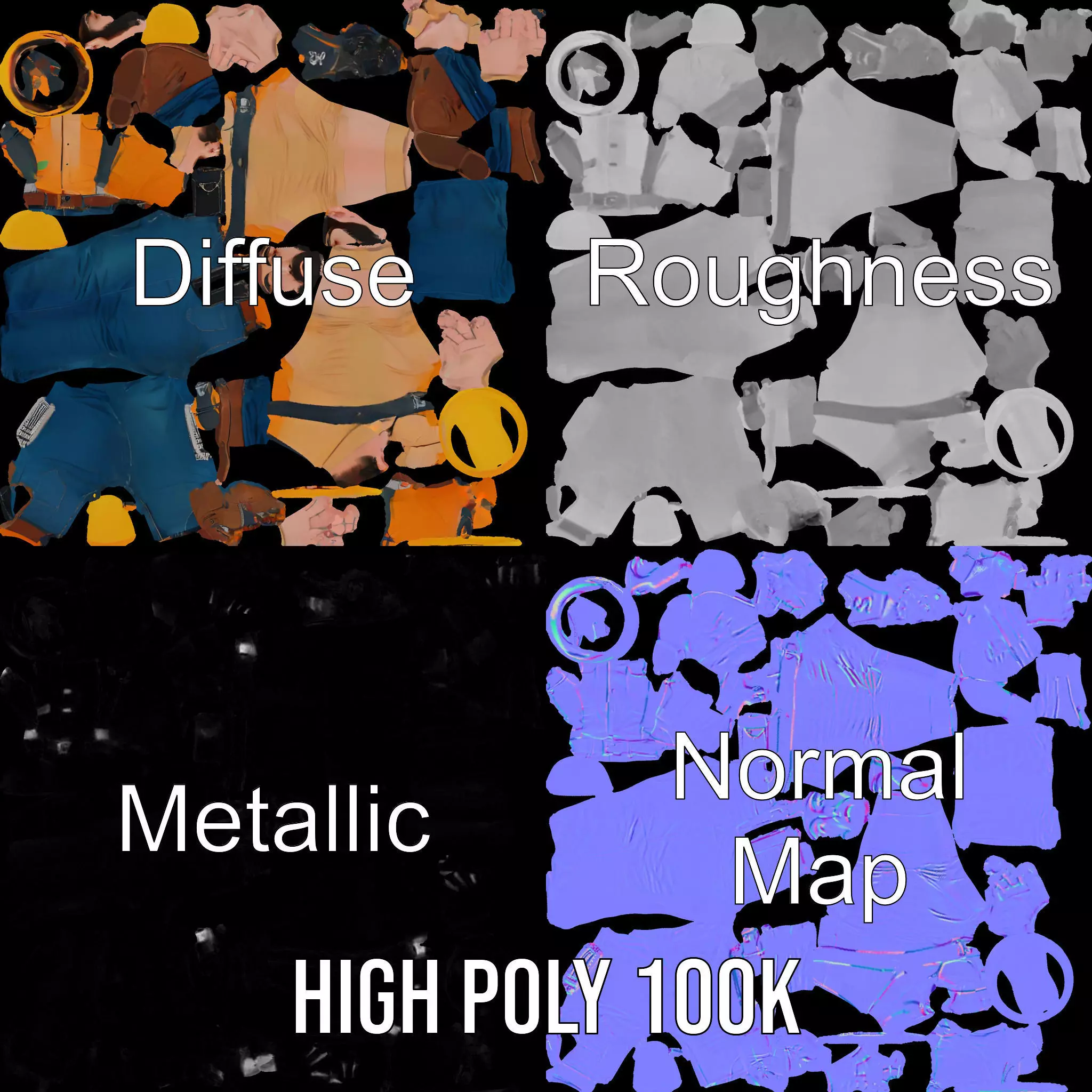 Construction Worker model pack Low-poly 3D model_4