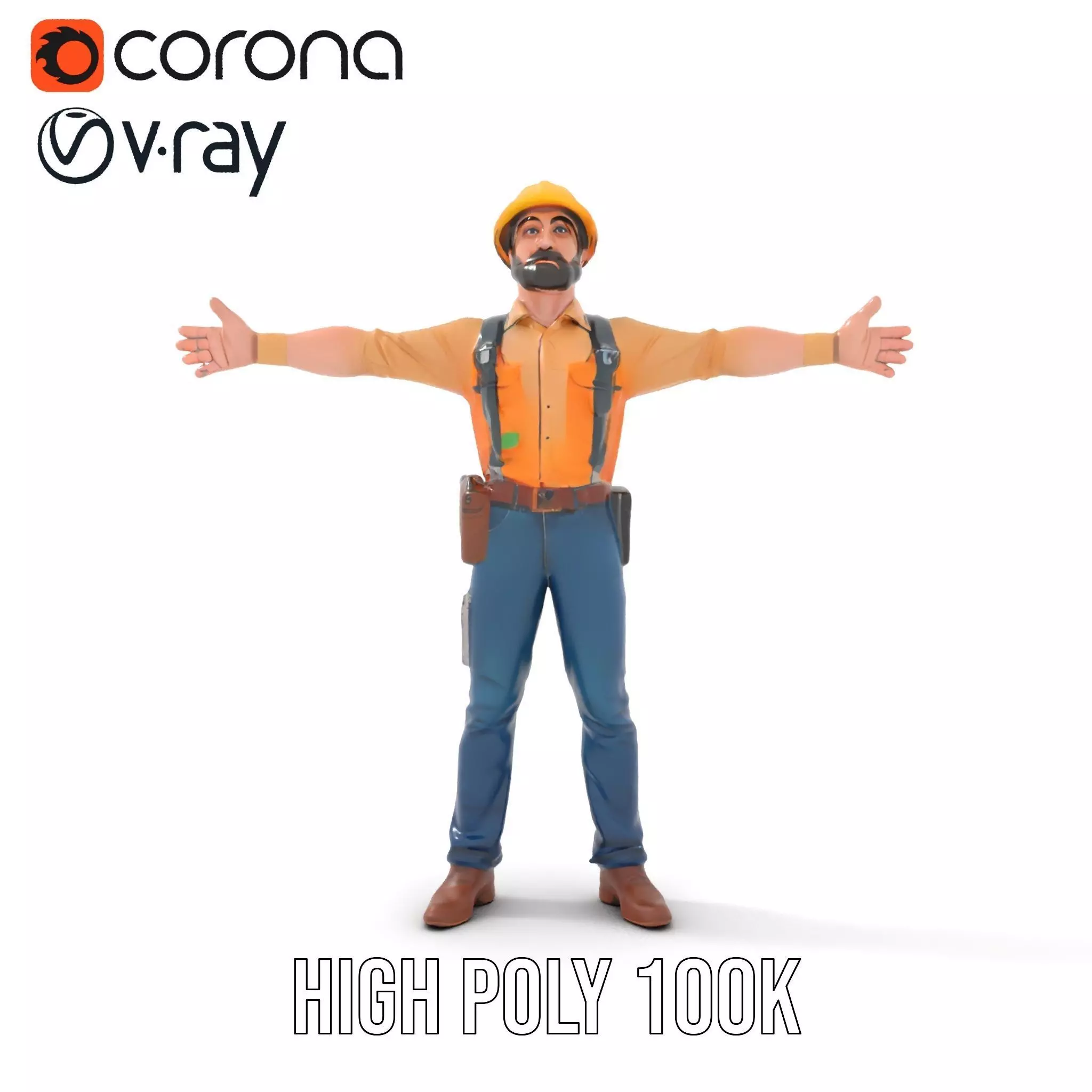 Construction Worker model pack Low-poly 3D model_26