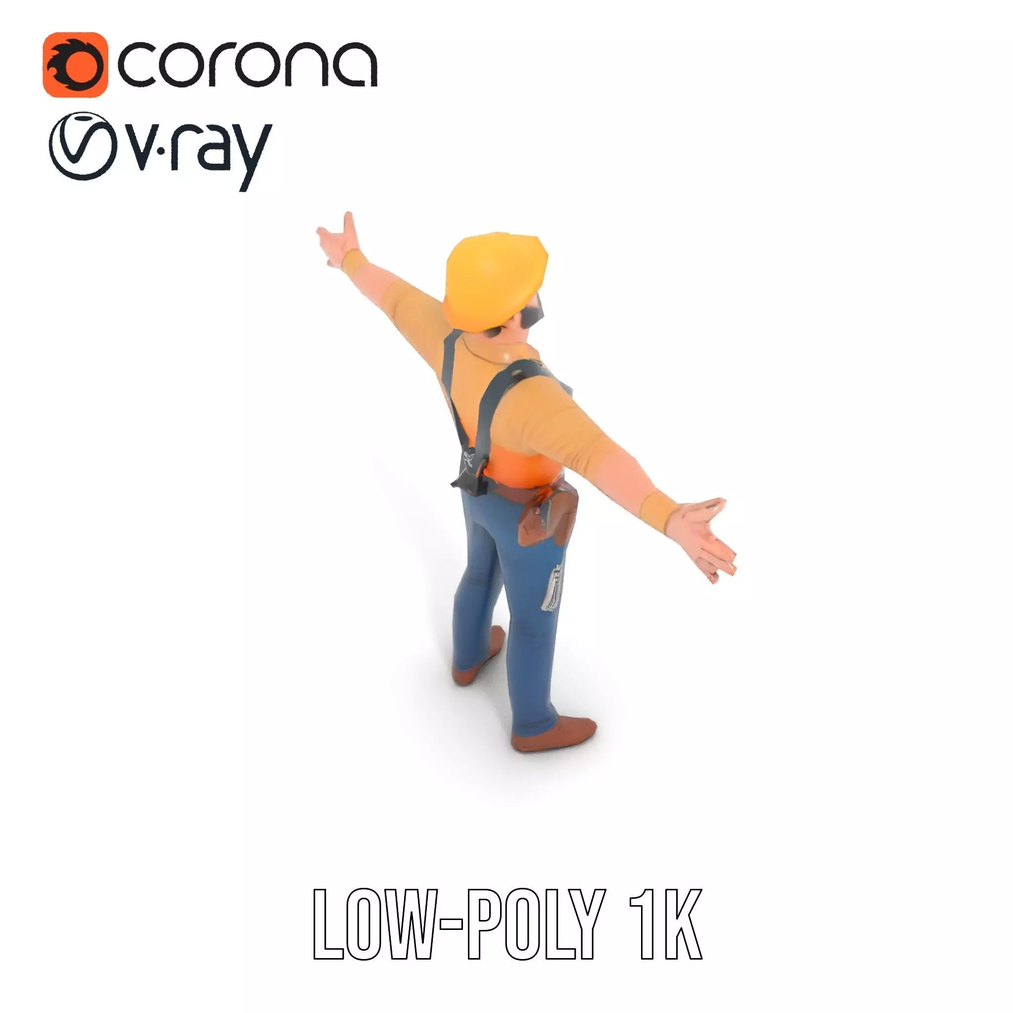 Construction Worker model pack Low-poly 3D model_8